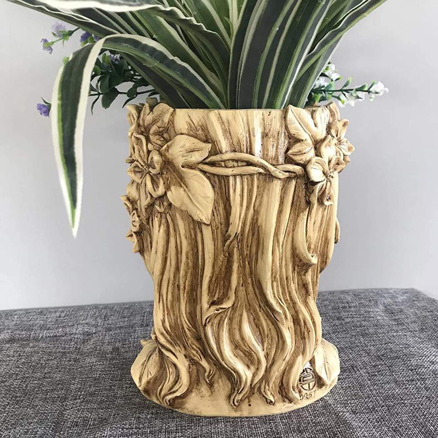 Resin Face Succulent Planter Pot - Grey Decorative Flower Vase for Table & Room Decor | Perfect for Indoor Plants, Succulents & Home Office Décor
