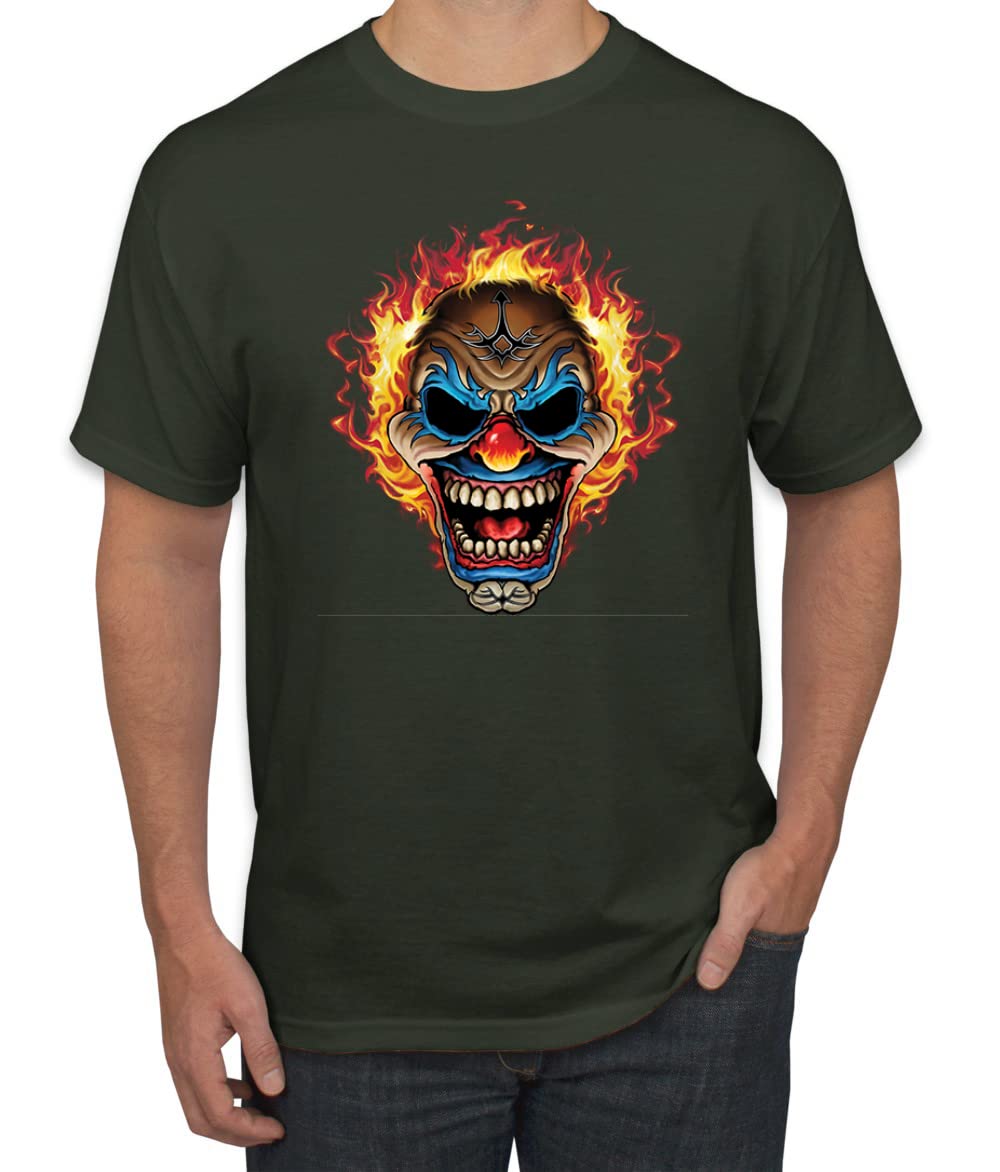 Wild Bobby Flaming Laughing Fierce Clown Graphic T-Shirt for Men | Cool Vintage Horror Truck & Car Design | Perfect for Halloween Costumes, Cosplay & Horror Movie Fans