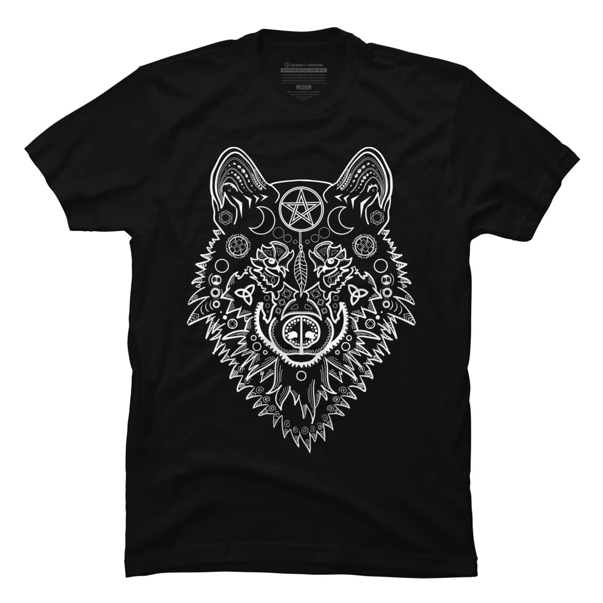 Men's Tribal White Wolf Graphic T-Shirt by Design By Humans | Soft Cotton Tee for Casual Wear & Outdoor Adventures