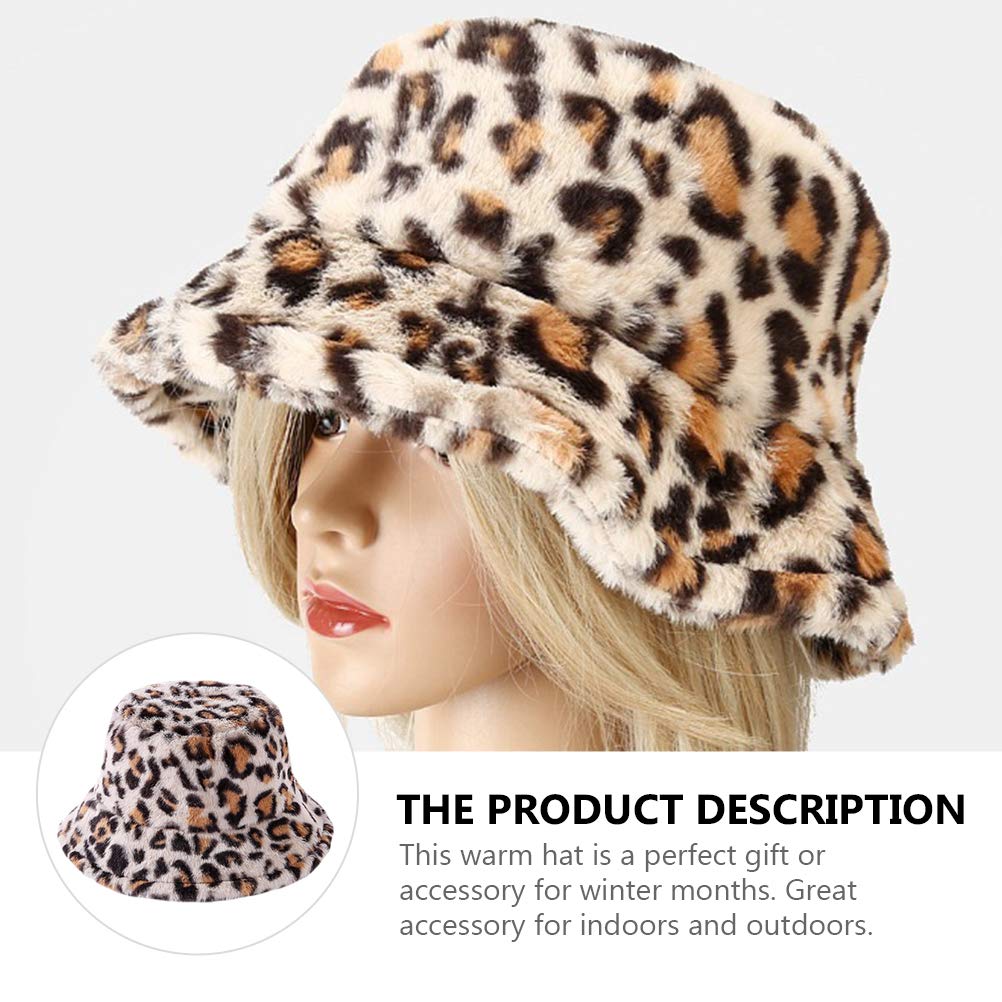 1pc Leopard Print Bucket Hat for Women - Soft Faux Fur Fisherman Hat, Warm Winter Beanie, Stylish Fluffy Basin Cap - Perfect for Outdoor Activities, Travel, and Fashion Accessories