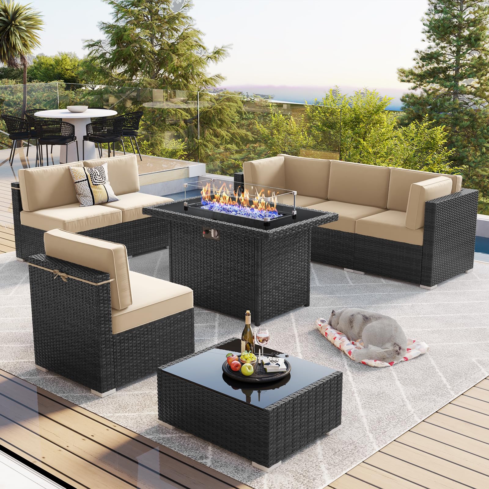 LayinSun 8-Piece Outdoor Patio Furniture Set with 44