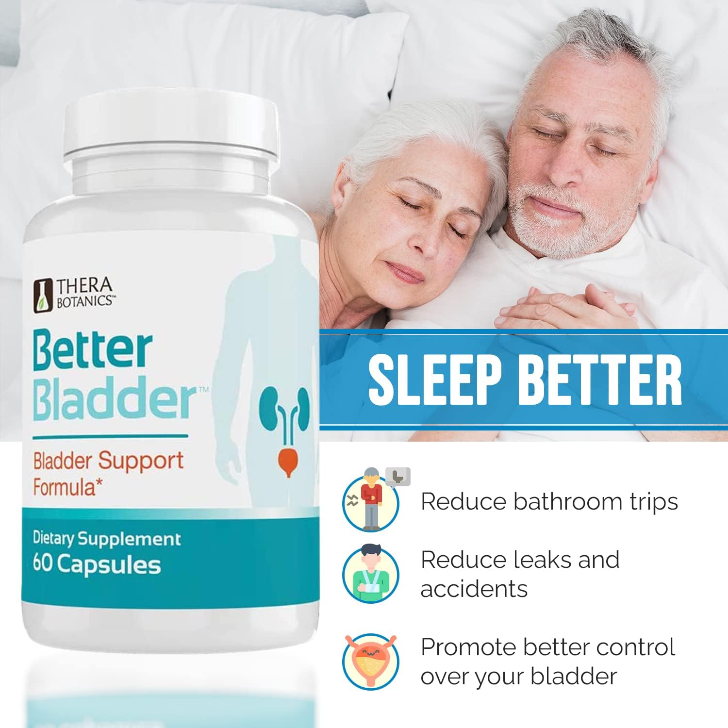 Bladder Control Supplement for Women & Men – Natural Support for Urinary Leaks, Frequency & Urgency Relief – 120 Capsules (2 Bottles) – Ideal for Active Lifestyle & Nighttime Comfort