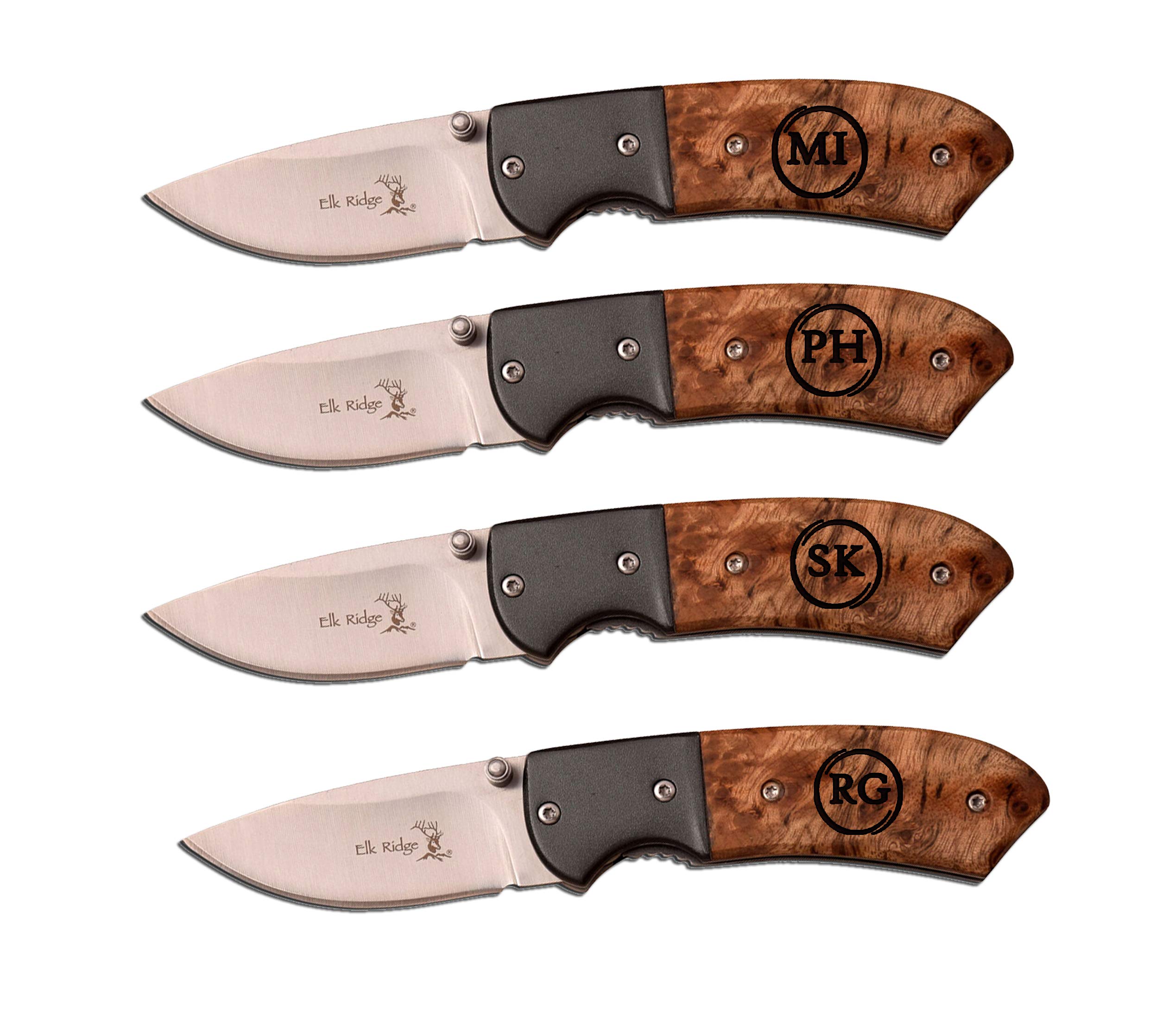 4x Personalized Engraved Pocket Knife Set - Best Groomsmen Gifts for Wedding, Anniversary & Bachelor Party - Stainless Steel Knives with Custom Engraving for Men