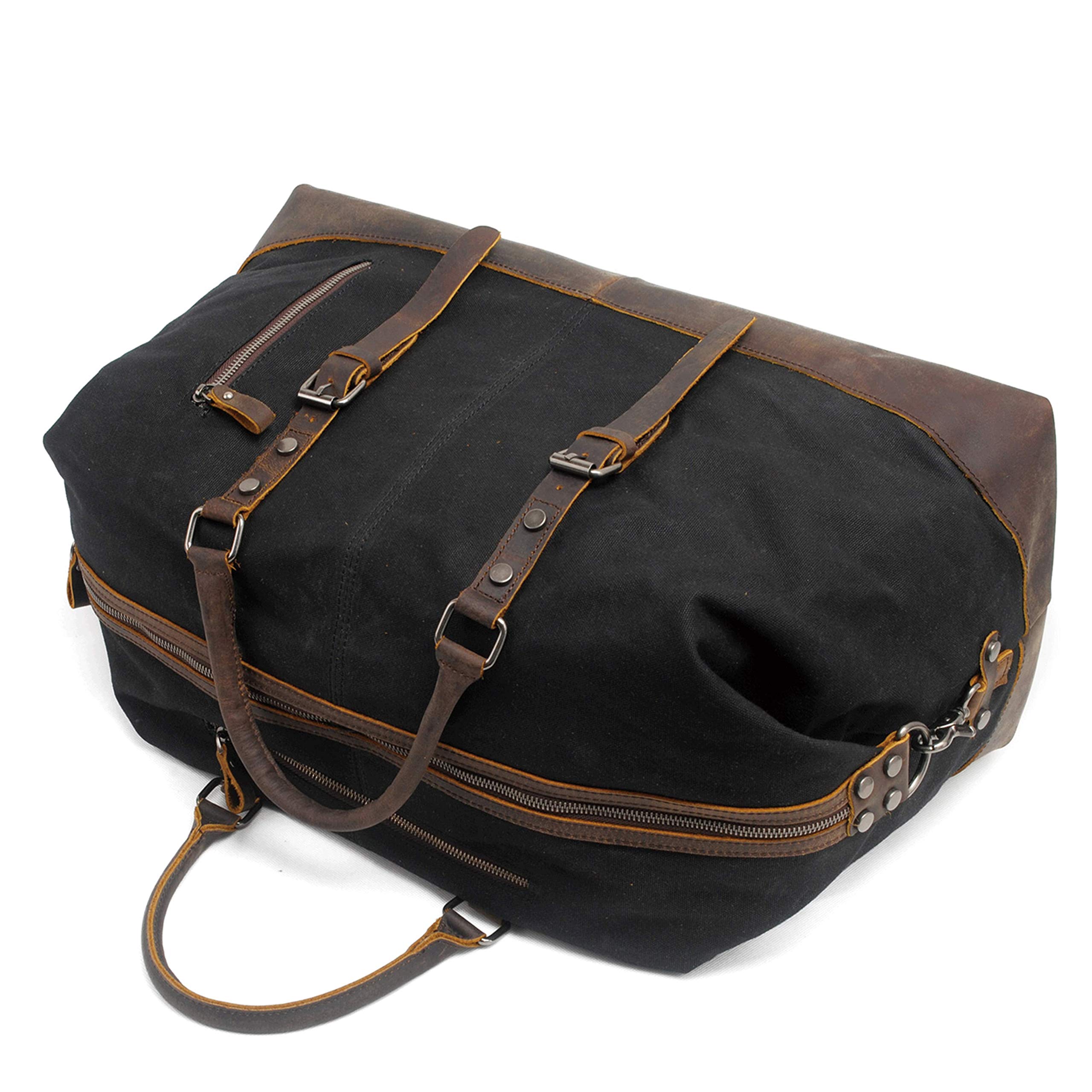 Premium Men's Leather Travel Duffel Bag - Waterproof Gym & Sports Weekender Luggage Carry-On for Airplane - Perfect for Business Trips, Gym Workouts & Weekend Getaways