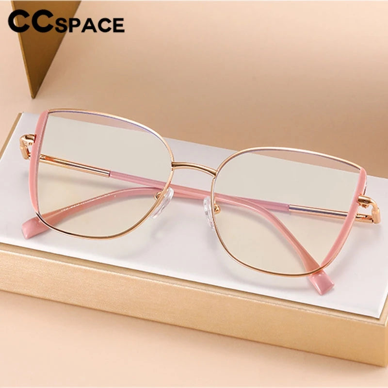 CCspace Women's Full Rim Square TR90 Titanium Eyeglasses - Lightweight & Durable Frame for Work, Reading & Daily Use (Model 300377)