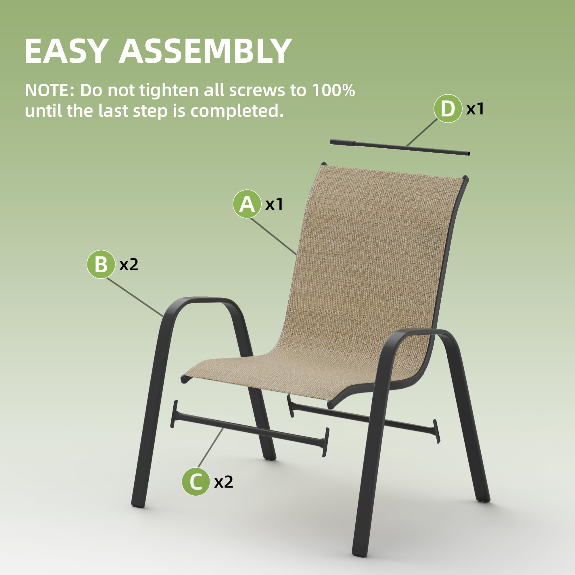6-Piece Patio Chairs Set - All-Weather Stackable Outdoor Dining Chairs - Breathable Brown Garden Furniture for Backyard, Deck & Lawn - Perfect for BBQs, Pool Parties & Outdoor Entertaining