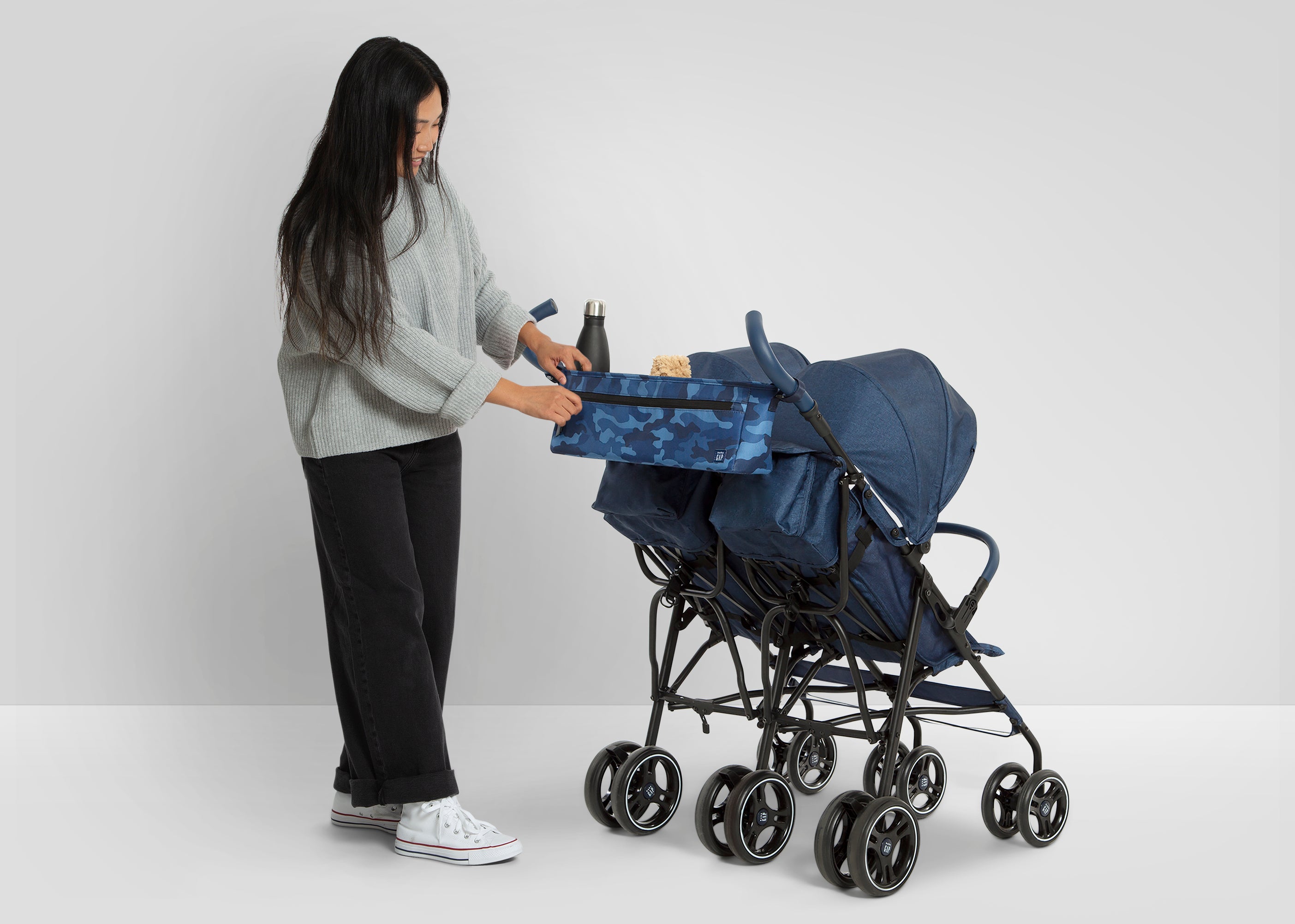 BabyGap Classic Parent Organizer for Double Stroller - Convenient Storage for Diapers, Bottles & Essentials - Perfect for Shopping, Travel & Family Outings