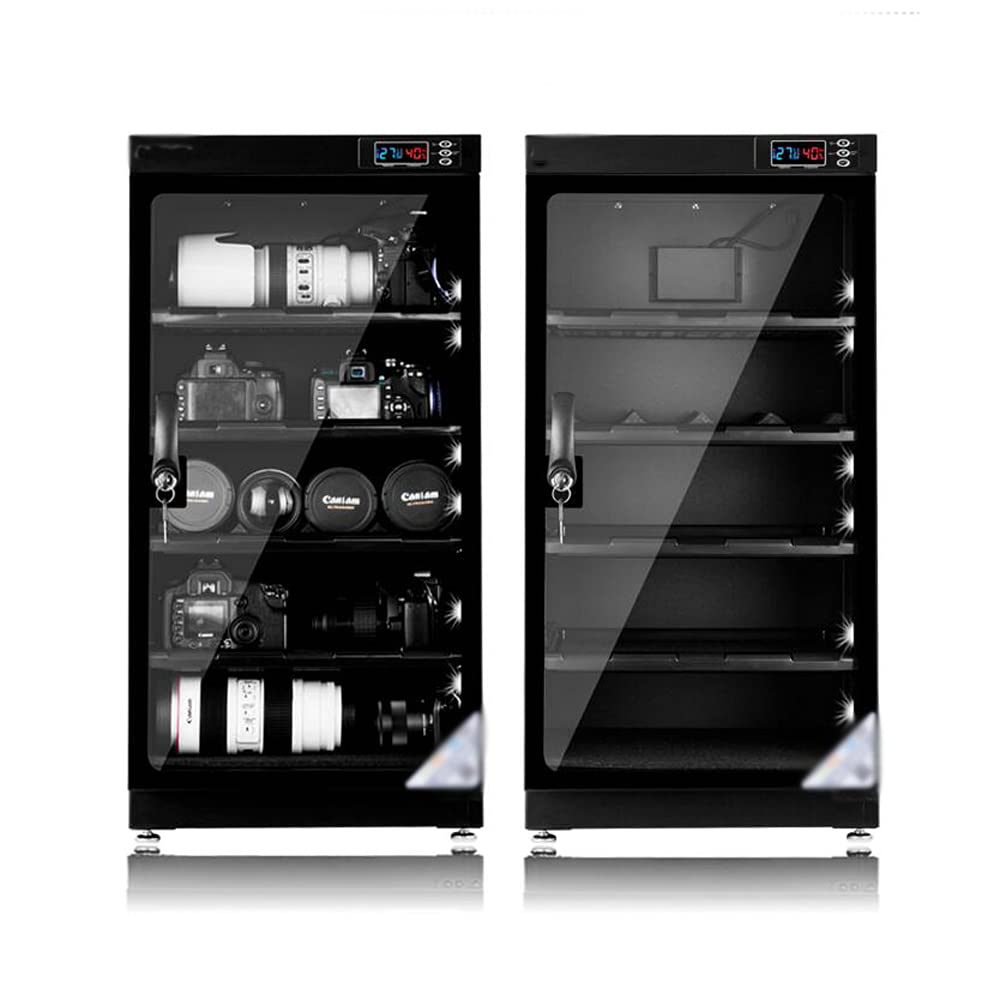 INTSUPERMAI Digital Control Dehumidifying Dry Cabinet with Key Lock - 100L 5-Tier Storage for Camera Lenses & Electronic Equipment (100-240V) | Perfect for Photography Studios, Home Storage & Electronic Protection