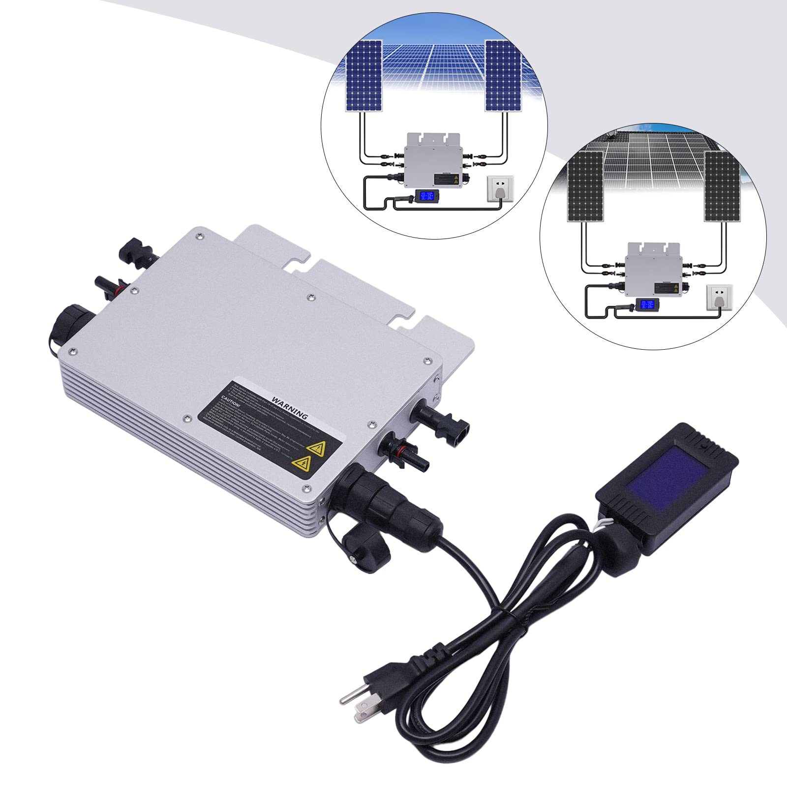 700W Grid Tie Solar Inverter with LCD Display - 30V/36V Aluminum Alloy Inverter Kit for Home Solar Systems (110V, Silver) - Perfect for Off-Grid Living, RV Power & Emergency Backup