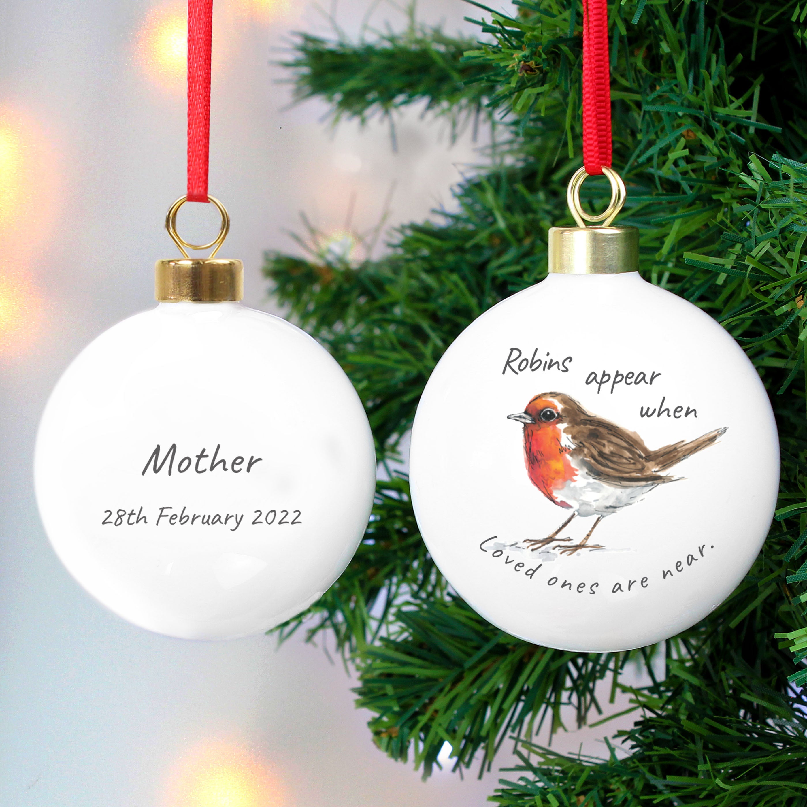 Personalized Robin Memory Bauble - Custom Christmas Ornament for Tree Decorations, Holiday Gifts & Keepsakes - Perfect for Family, Friends & Loved Ones