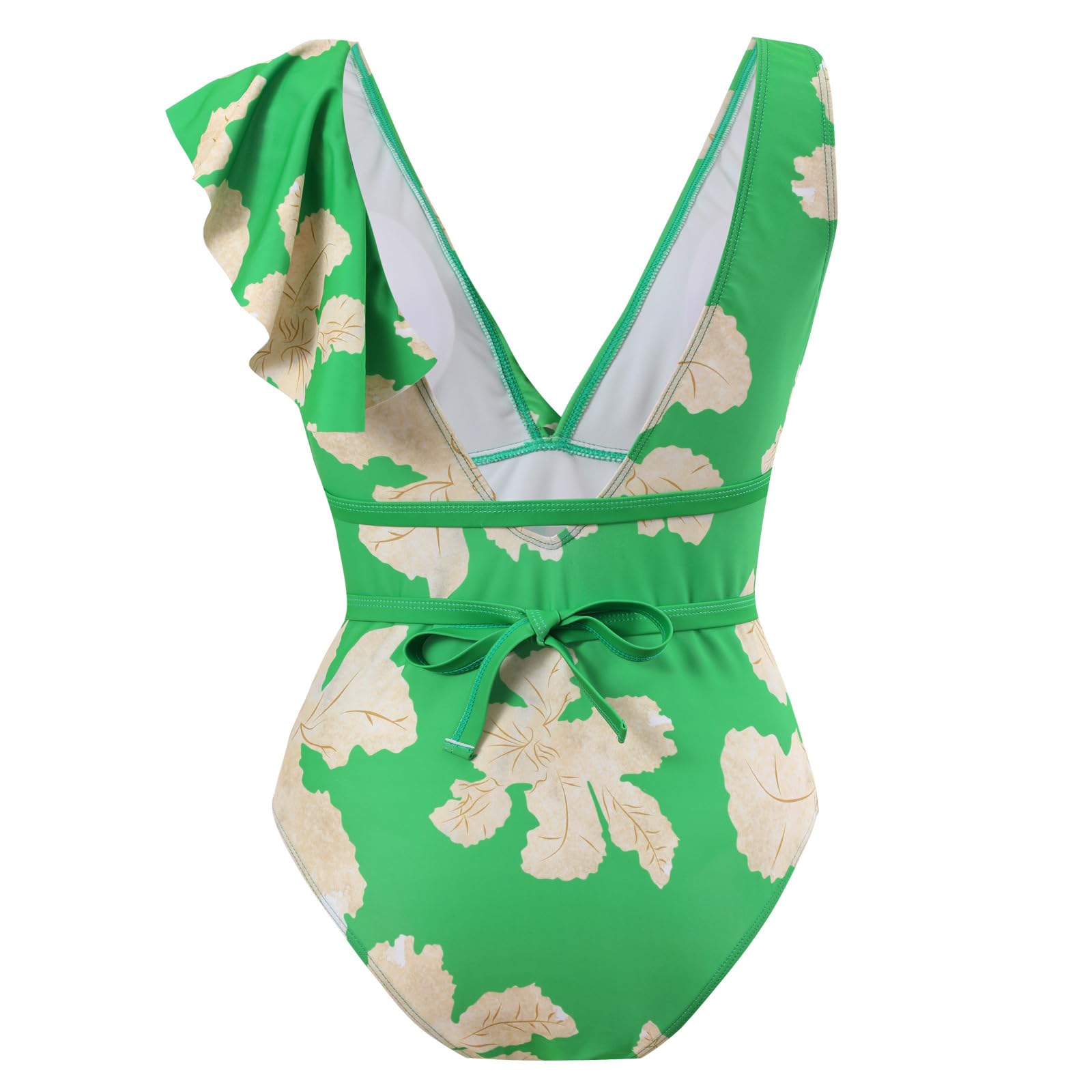 Women's One Piece Swimsuit - Abstract Floral Print Square Neck & V Neck Bathing Suit with Cover Up for Beach Vacation, Pool Party, and Summer Getaways