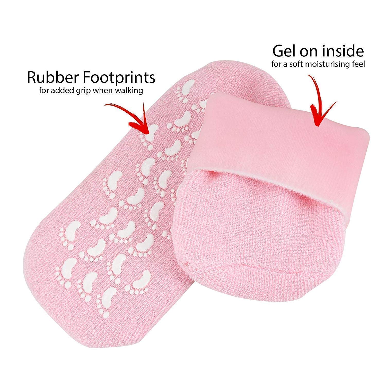 DS CARE Moisturizing Silicone Gel Socks for Dry Cracked Feet - Heel Repair & Foot Moisturizer Socks with Natural Oil & Vitamin E - Spa Treatment for Women & Men (Multicolor, 1 Pair) - Perfect for Overnight Foot Care & Cracked Heel Recovery