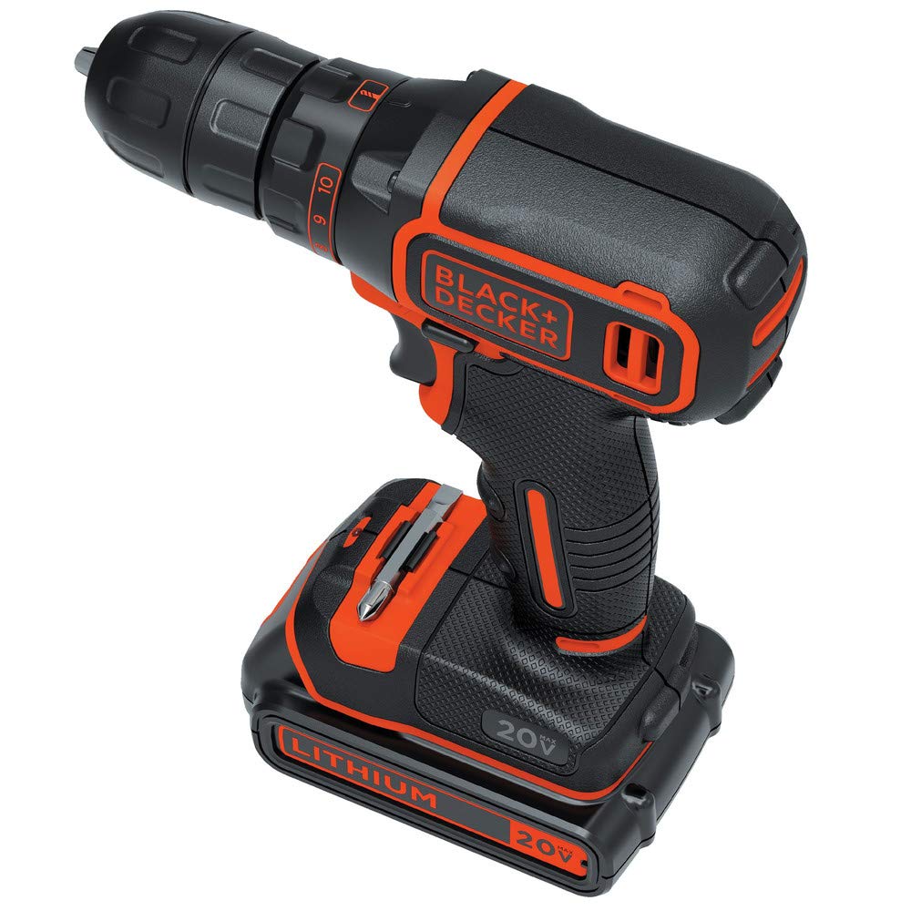 BLACK+DECKER 20V MAX Cordless Drill/Driver Kit (BDCDD120C) - 1 Pack, Lightweight Power Tool with Lithium Battery for Home DIY Projects & Professional Construction Work