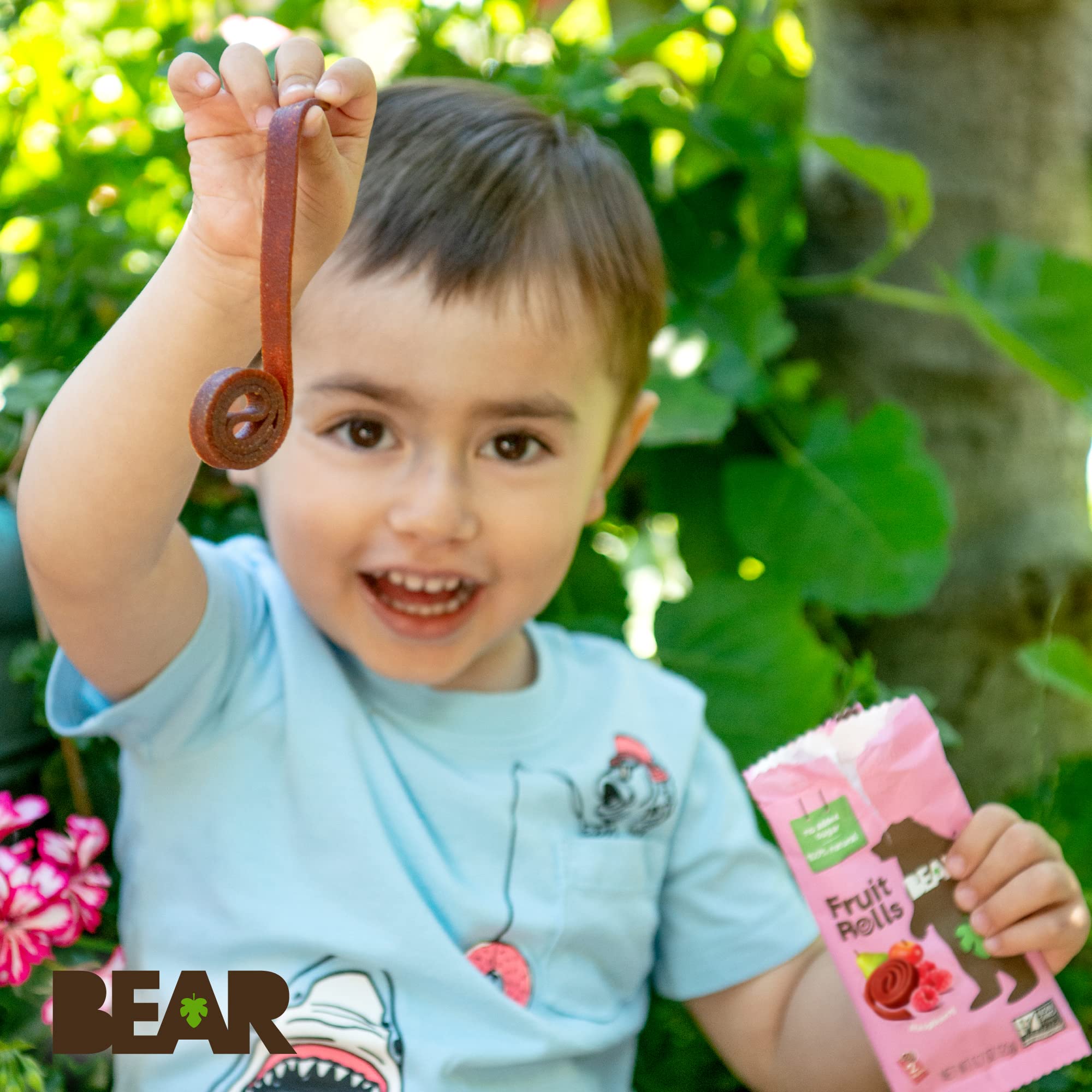 BEAR Real Fruit Snack Rolls - Gluten Free, Vegan, Non-GMO Raspberry - Healthy Snacks for Kids & Adults - Perfect for School & Lunch