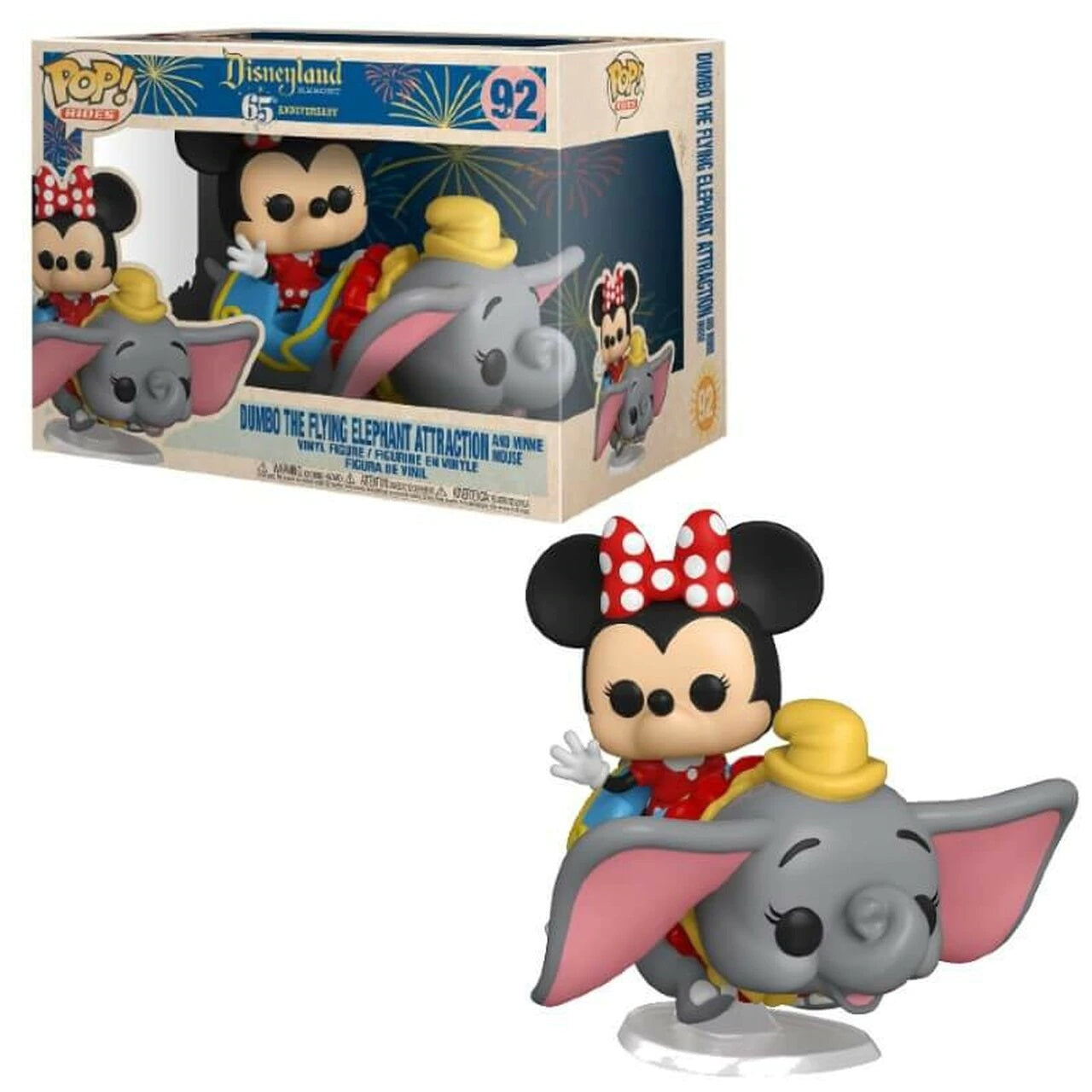 Disney 65th Anniversary Pop! Vinyl Rides Minnie Mouse on Dumbo the Flying Elephant Collectible Figure [92] - Perfect for Disney Fans, Collectors, and Home Decor Display