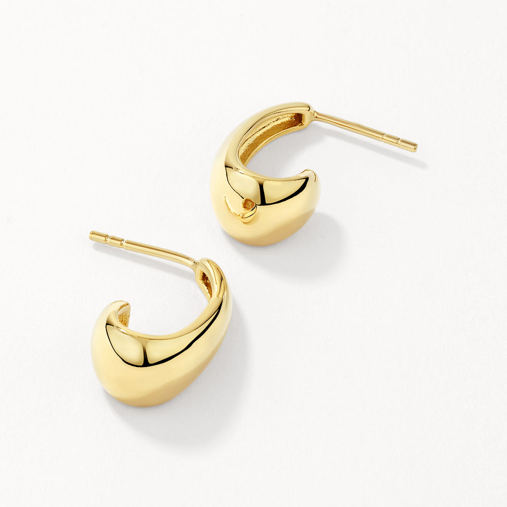 Gold Dome Hoop Stud Earrings for Women - Elegant Minimalist Jewelry for Everyday Wear, Parties & Gifts
