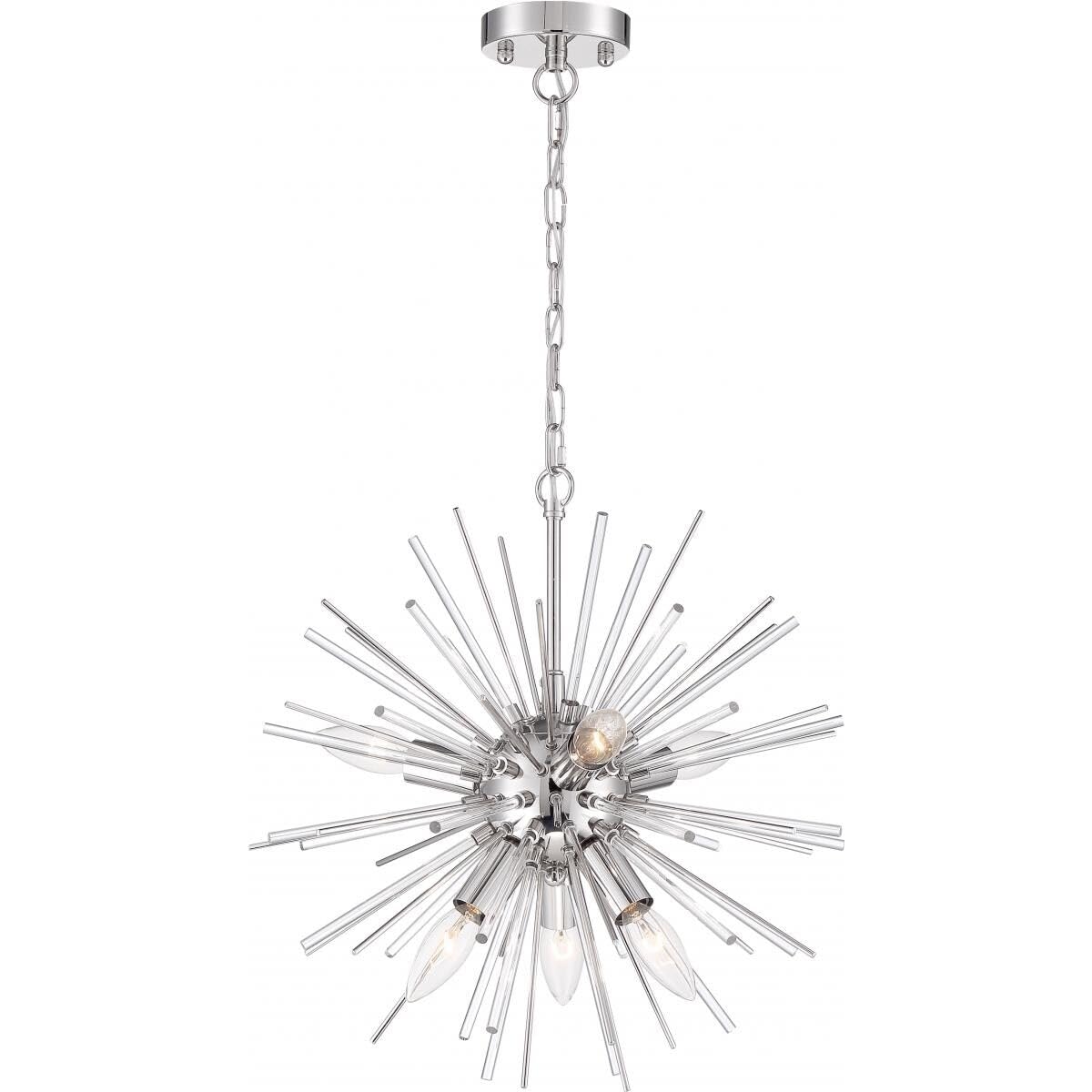 Nuvo 60/6993 Cirrus 8-Light Chandelier in Polished Nickel with Glass Rods - Elegant Dining Room Lighting for Modern Home Decor