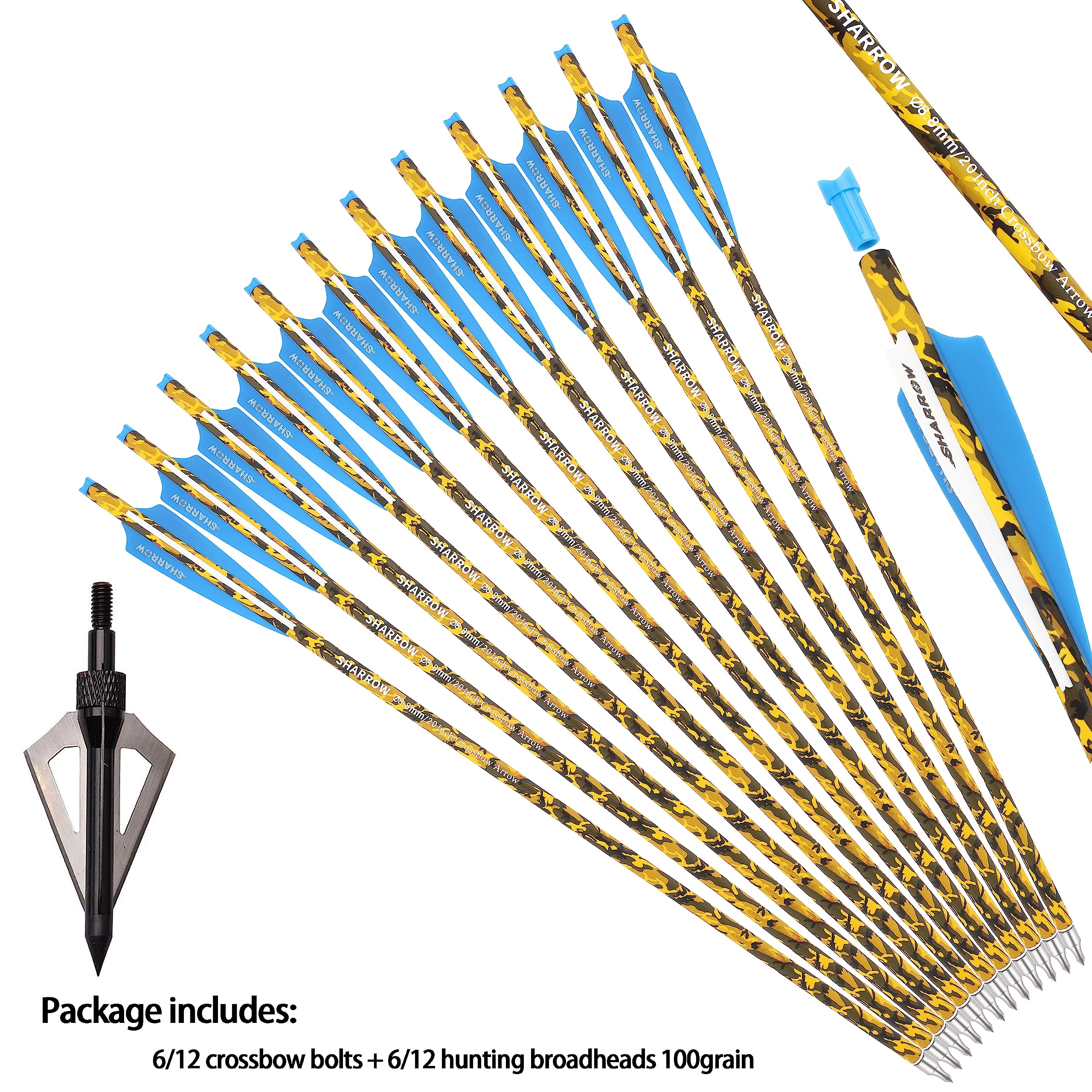 Carbon Crossbow Bolts 16-22 Inch for Hunting - 6/12PCS with Broadheads | Outdoor Shooting & Target Practice