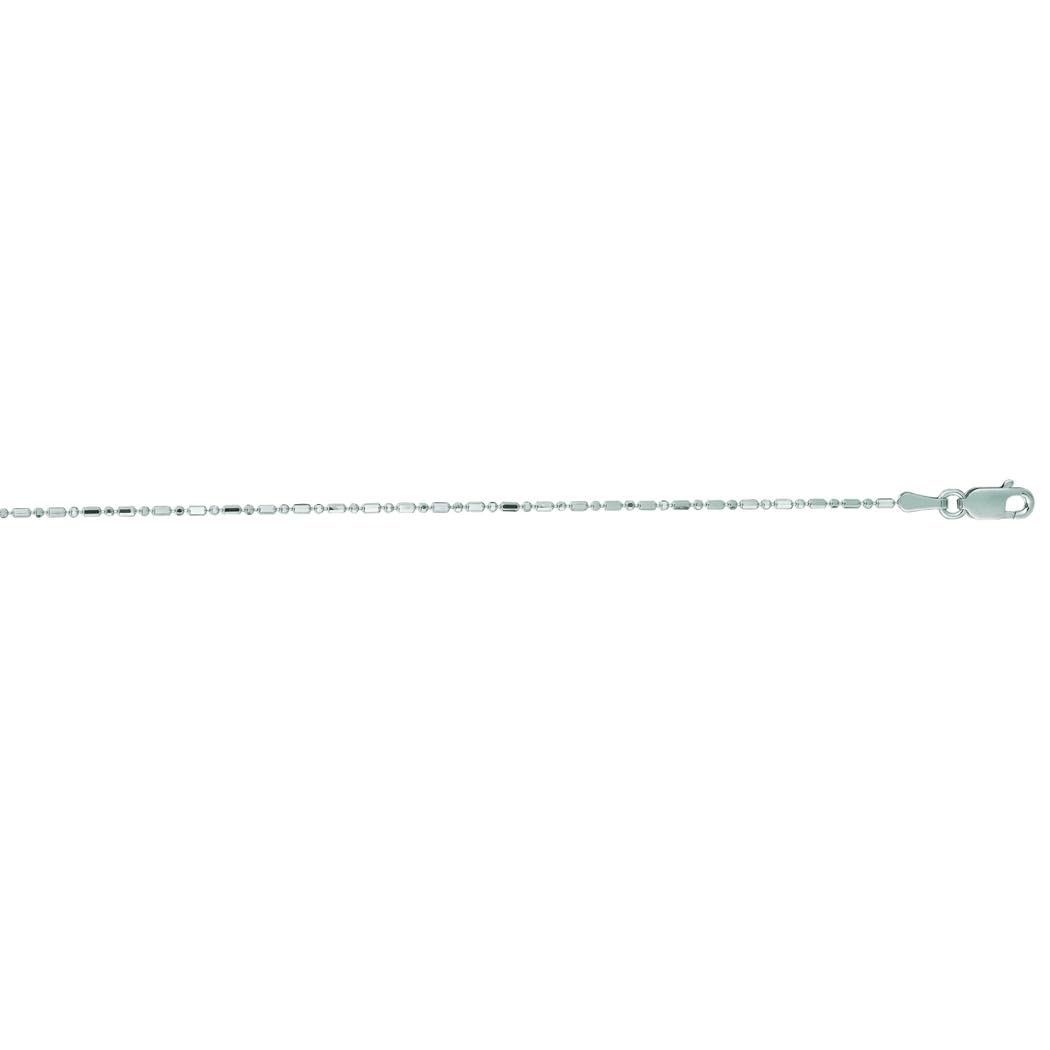 14K Gold Diamond Cut Rectangular Bead Chain Necklace for Women & Men - Adjustable Lengths, Elegant Layering Jewelry for Everyday Wear & Special Occasions