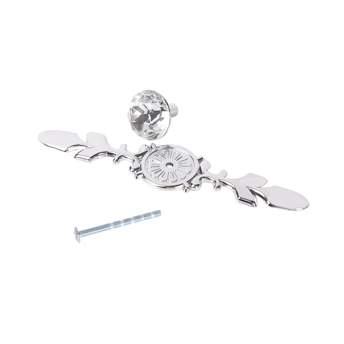 5pcs Crystal Cabinet Knobs - Silver Diamond Drawer Pulls for Kitchen & Bathroom