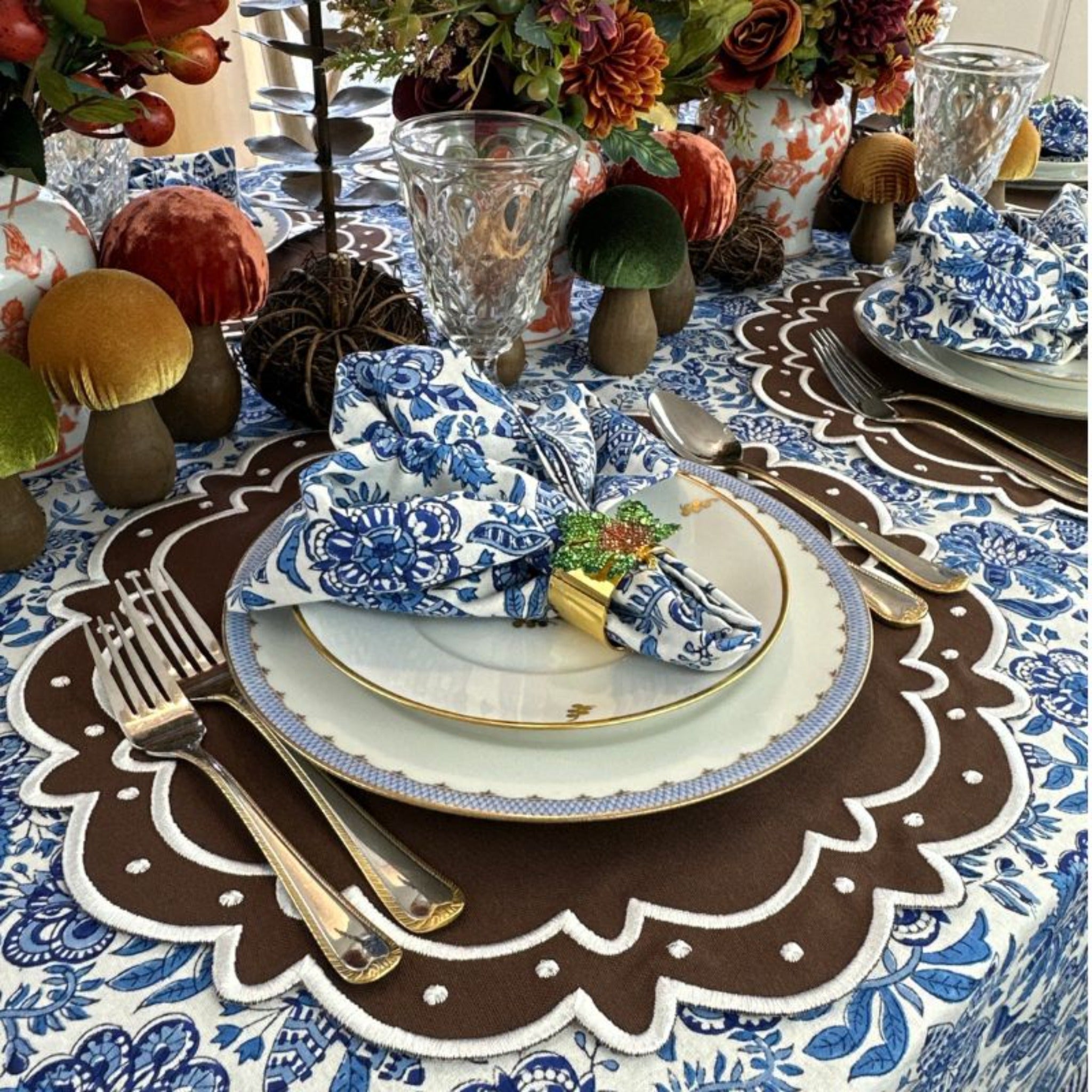 Premium Dark Cocoa Ava Placemats Set of 4 - Waterproof & Heat-Resistant Dining Table Mats for Formal Dinner, Kitchen Decor, and Holiday Entertaining