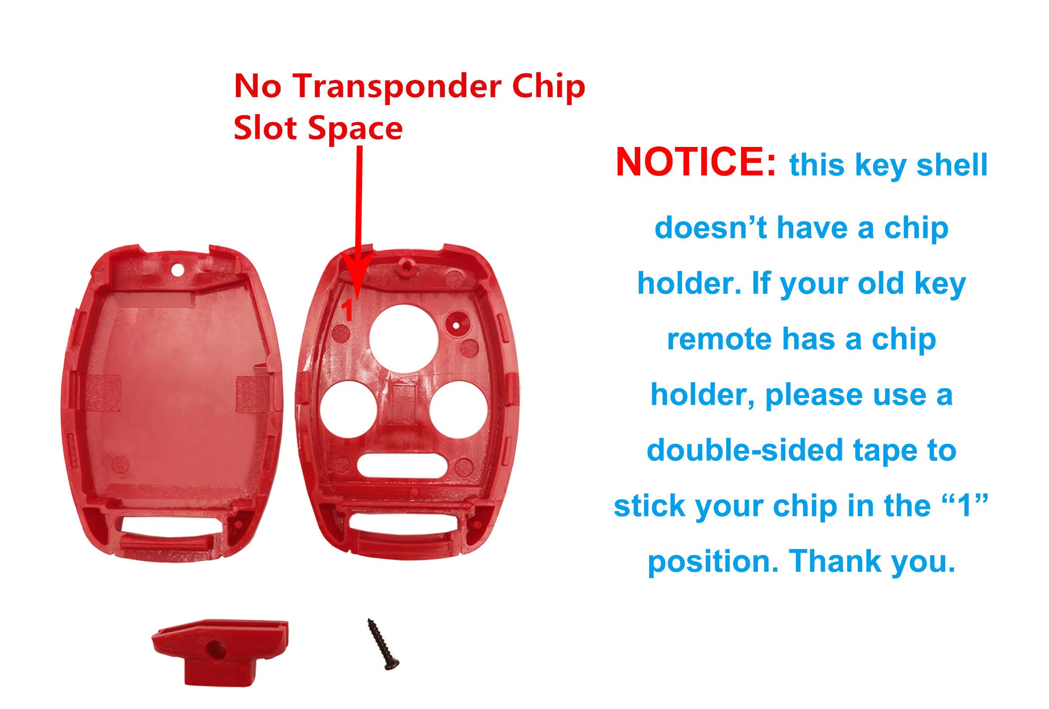 Premium Replacement Key Fob Cover for Honda Accord 2003-2012, Civic EX 2006-2013, Pilot 2009-2015 & CR-V 2005-2006 - Durable Keyless Entry Remote Shell Case (Red, 2-Pack) - Perfect for Car Key Protection & Easy Access