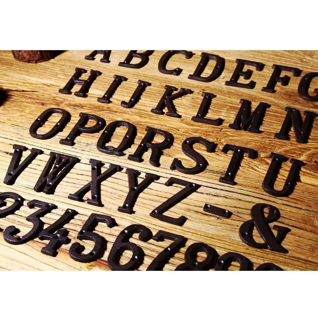Large Brown Cast Iron House Numbers - Non-Fire Metal Letters for Home Address Signage | Perfect for Front Door, Mailbox, and Garden Decor