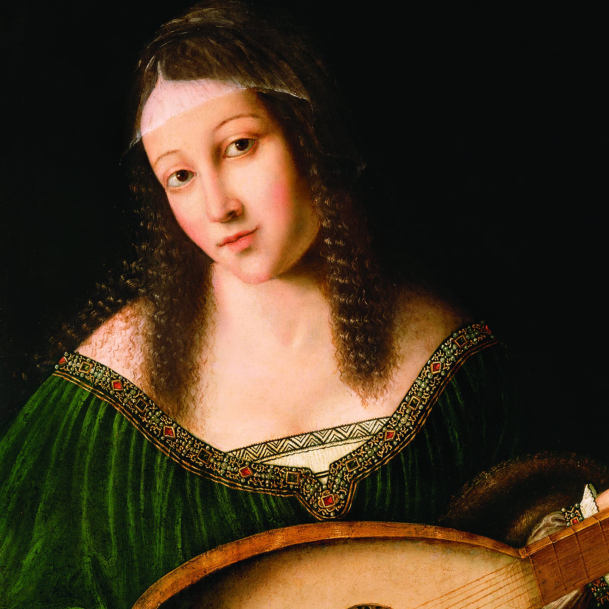 Design Toscano 'Lady Playing a Lute, 1530' Large Canvas Art Reproduction - Renaissance Wall Decor for Living Room, Bedroom & Office