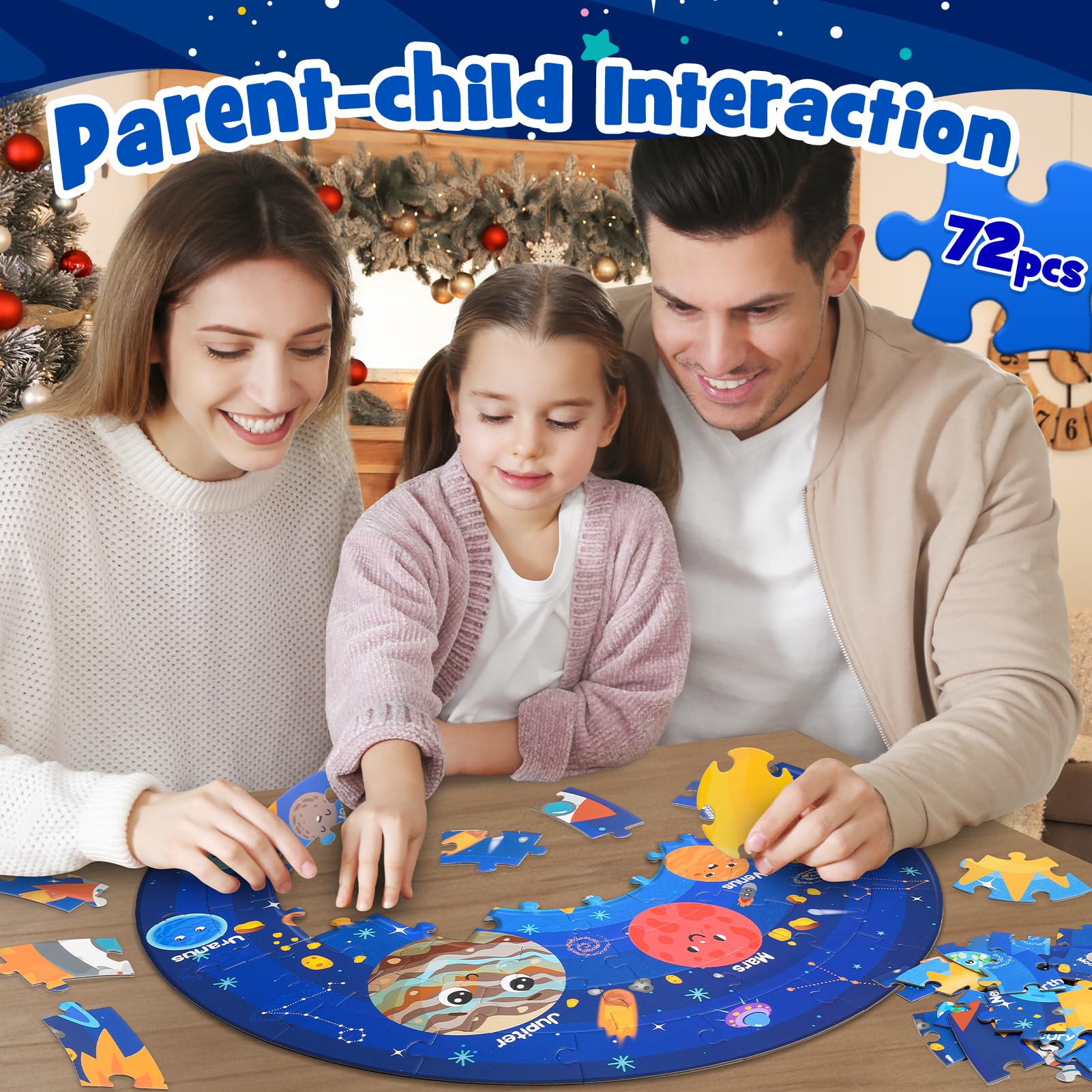 Funblitz Solar System Puzzle for Kids Ages 3-8 - Educational Space Toys with Planets - STEM Learning Gifts for Boys & Girls - Perfect for Classroom, Birthday & Homeschool Astronomy Activities