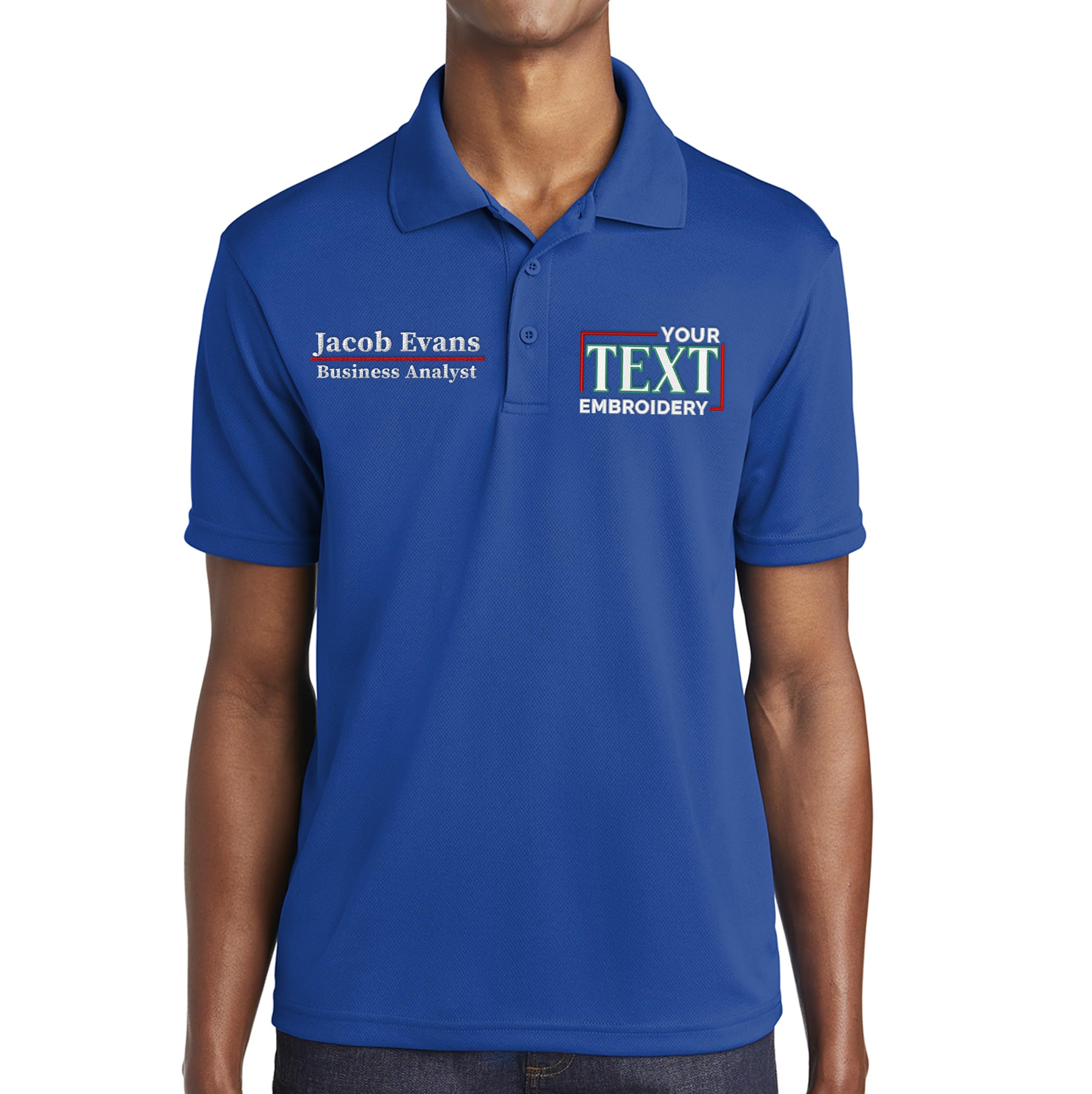 Custom Embroidered Men's Polo Shirts - Personalized Short Sleeve Golf Shirt with Name/Text - Perfect for Golf, Business Casual & Summer Outfits
