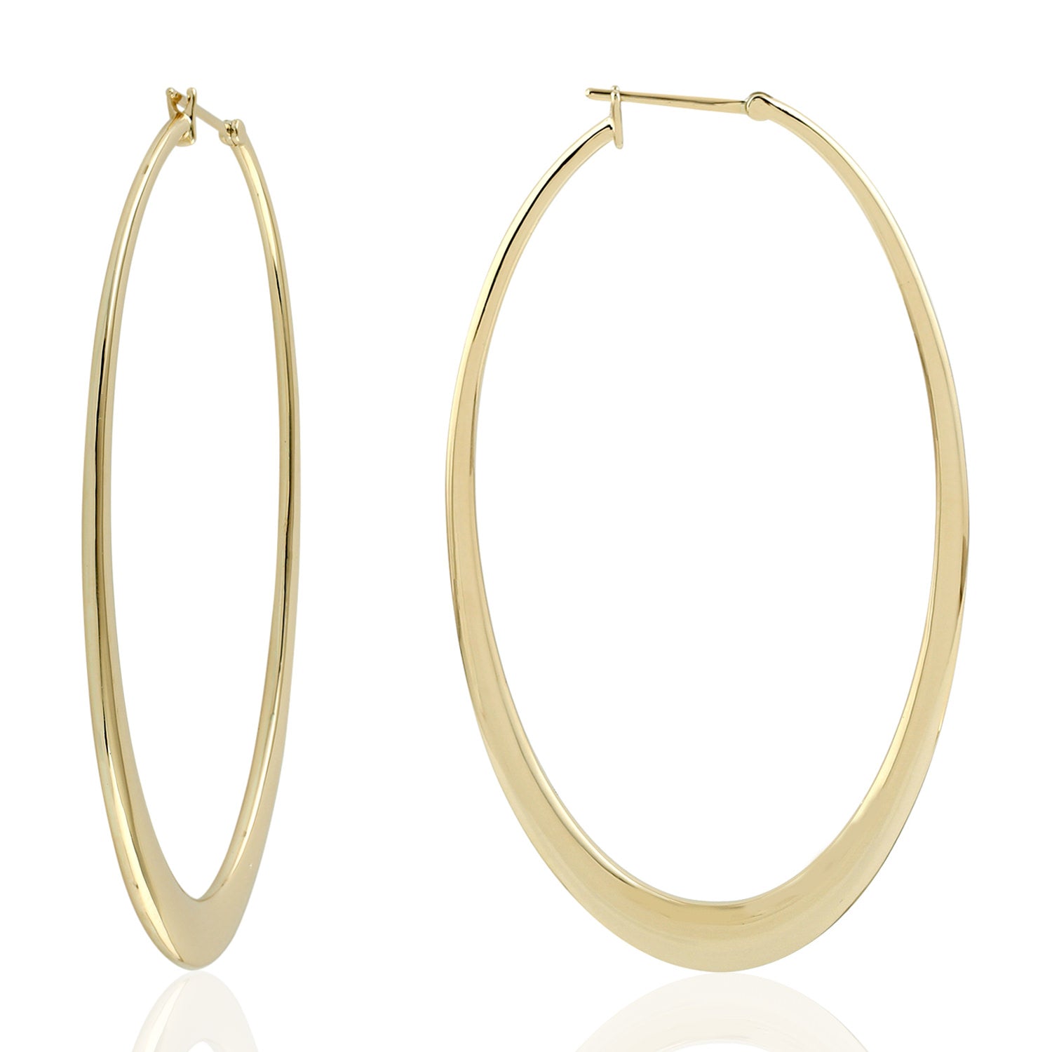 18K Yellow Gold Simple Long Hoop Earrings for Women - Elegant Everyday Jewelry for Work, Date Night & Special Occasions