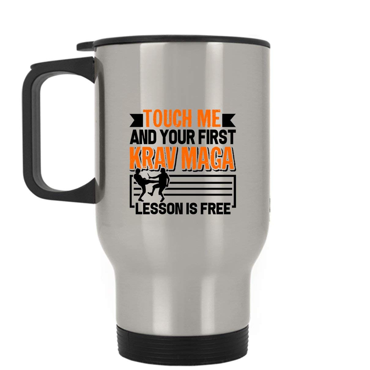 Free First Krav Maga Lesson Travel Mug - Premium Stainless Steel Insulated Cup (Silver) - Perfect for Coffee, Tea & Gym Hydration