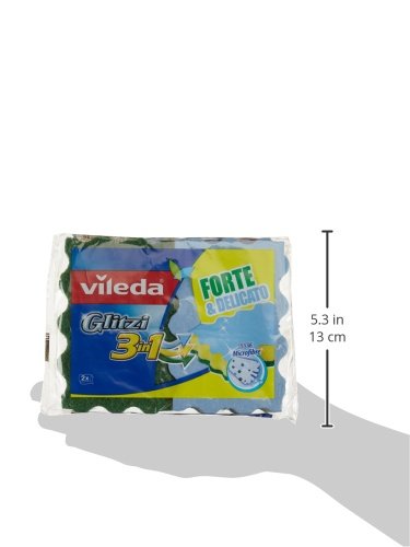 Vileda Glitzi 3-in-1 Multi-Purpose Sponge - 5 Packs (10 Sponges Total) - Non-Scratch Scrub Sponge for Dishes, Kitchen Cleaning & Bathroom Surfaces