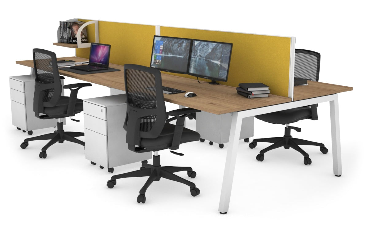 Quadro 4-Person Office Workstation Desk - 1400L x 700W Dimensions - Perfect for Team Collaboration, Open Office Spaces & Coworking Environments
