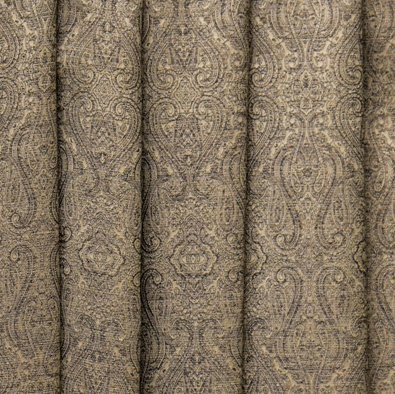 Beige Damask with Copper Lurex Fabric by the Yard - Premium Upholstery & Drapery Material for Home Decor, Wedding Backdrops, and DIY Crafts