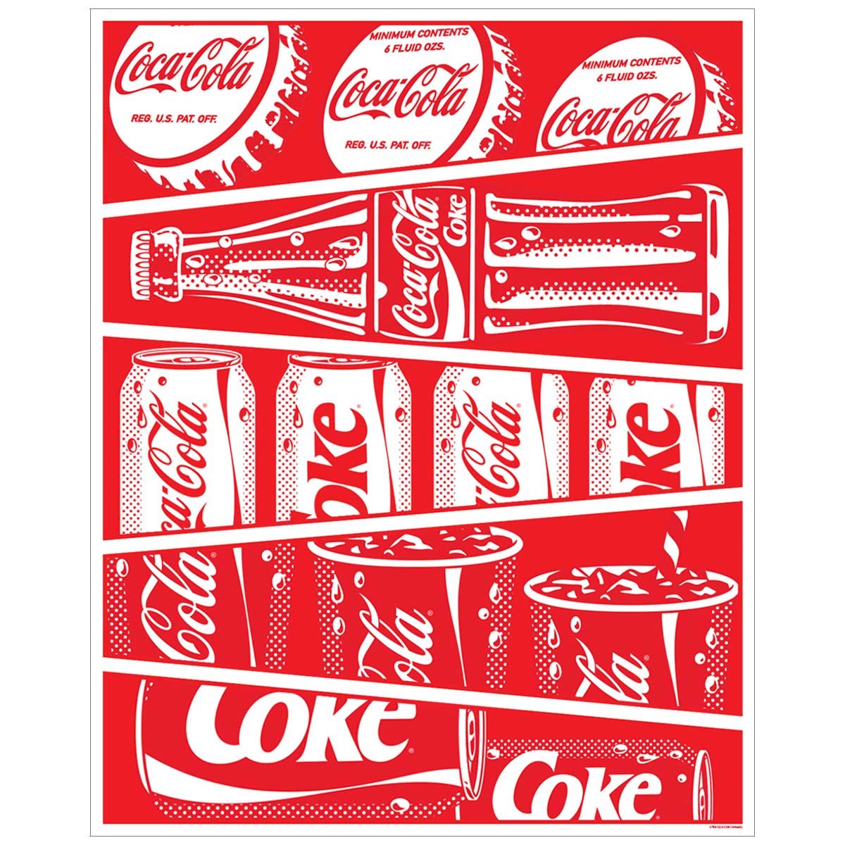 Vintage Coca-Cola Pop Art Wall Decal - Retro Soda Can & Bottle Collage Sticker (29x36 Inches) - Perfect for Home Bar, Man Cave, Diner & Retro Kitchen Decor