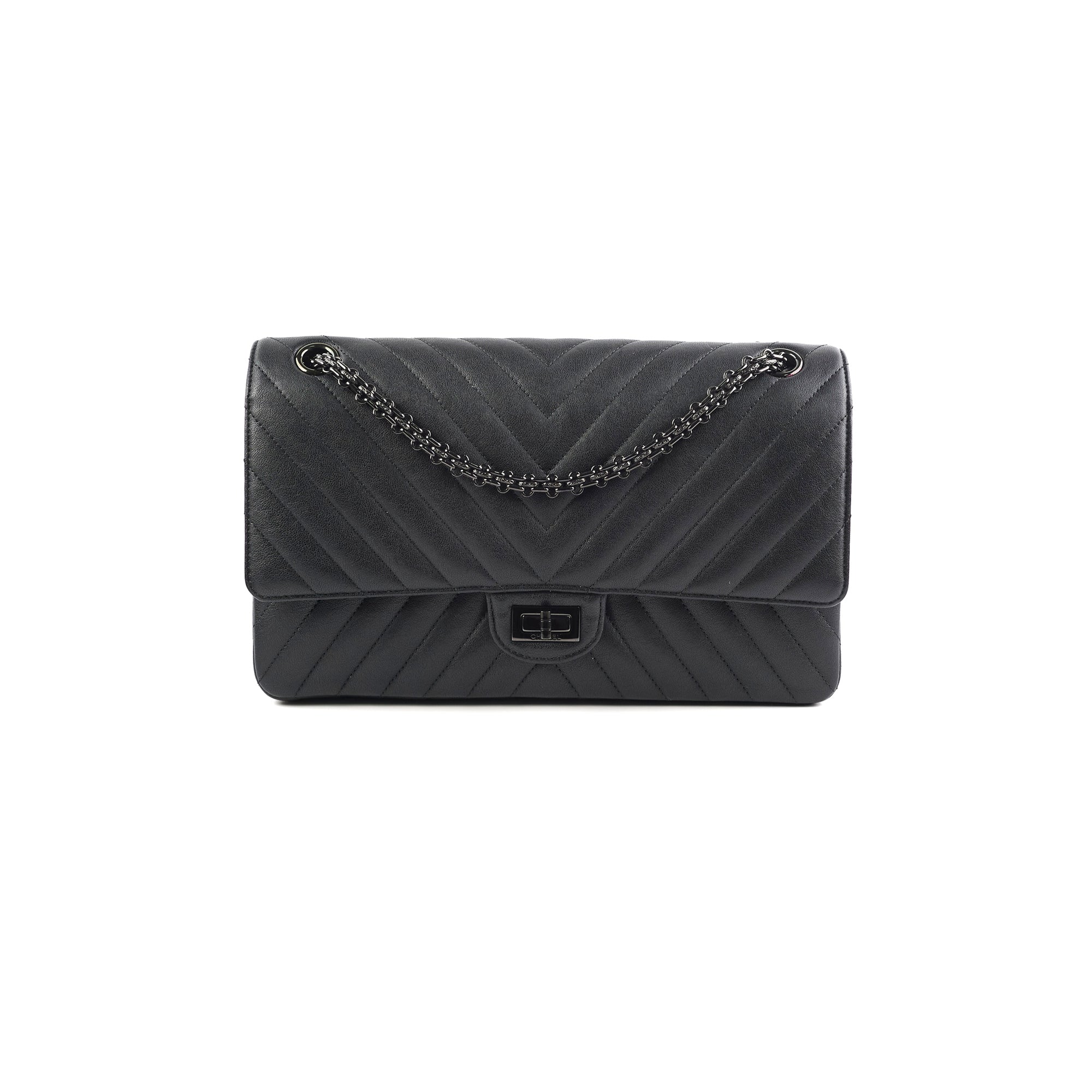 Chanel Reissue 226 So Black Leather Handbag - Luxury Designer Shoulder Bag for Women | Perfect for Evening Events, Parties & Special Occasions
