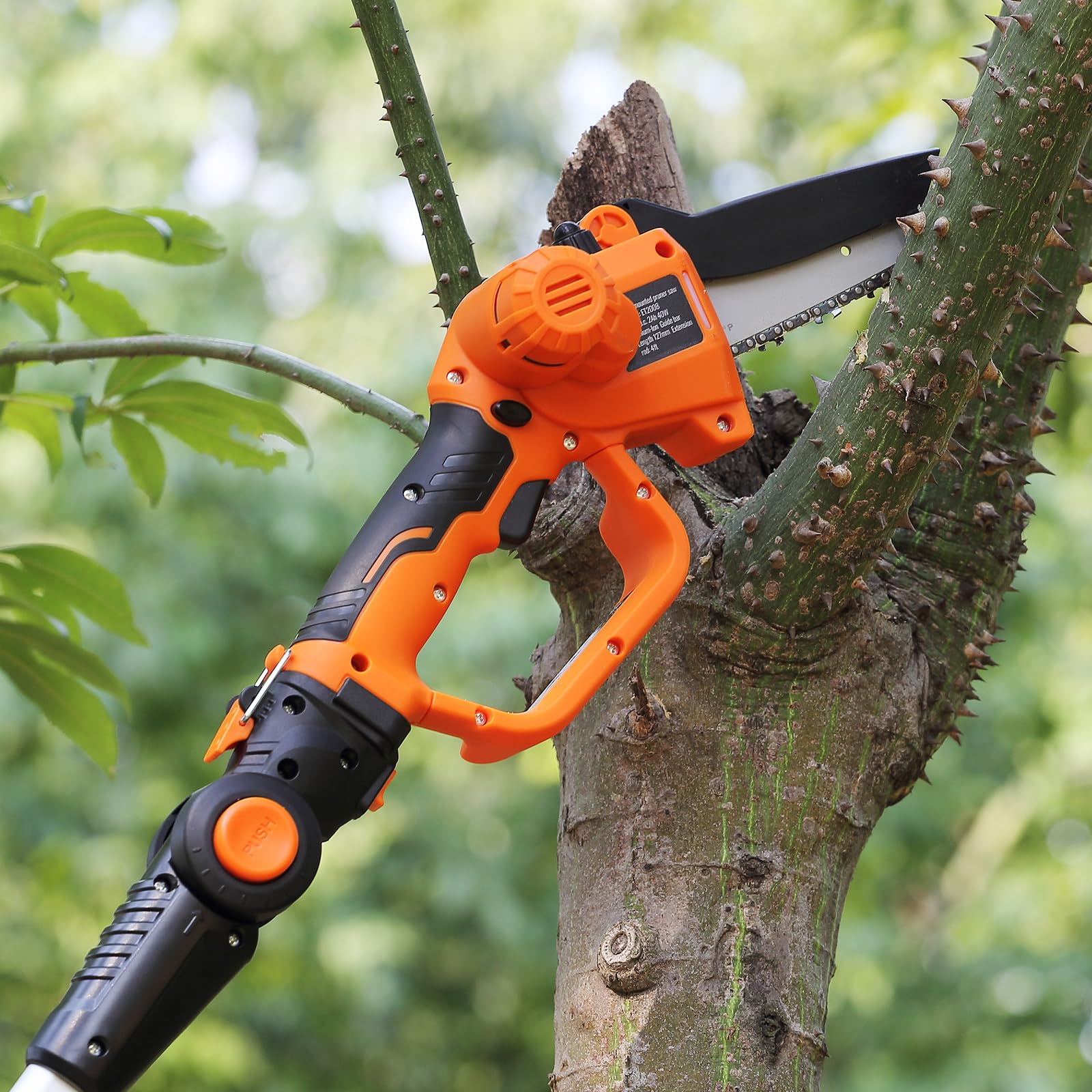 VEVOR 20V 4Ah Cordless Pole Saw & Mini Chainsaw 2-in-1 Combo Kit - 5-inch Chainsaw with 14-Foot Extendable Pole for Tree Trimming, Wood Cutting, and Garden Maintenance (Includes Battery & Blade Cover) - Perfect for Landscaping, Yard Work, and DIY Home Projects
