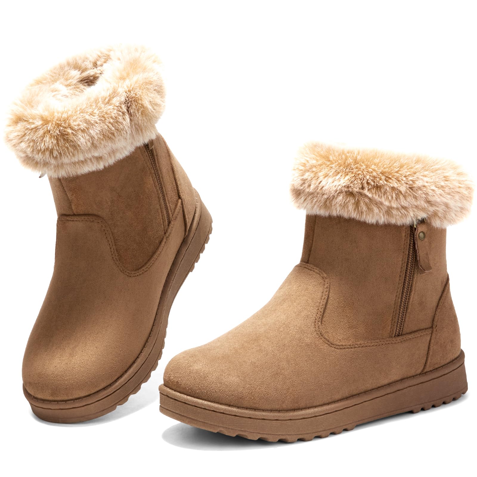 BENPAO Women's Winter Boots - Fuzzy Warm Snow Boots with Zipper, Short Suede Ankle Booties for Cold Weather | Perfect for Snow Days, Outdoor Activities & Winter Fashion