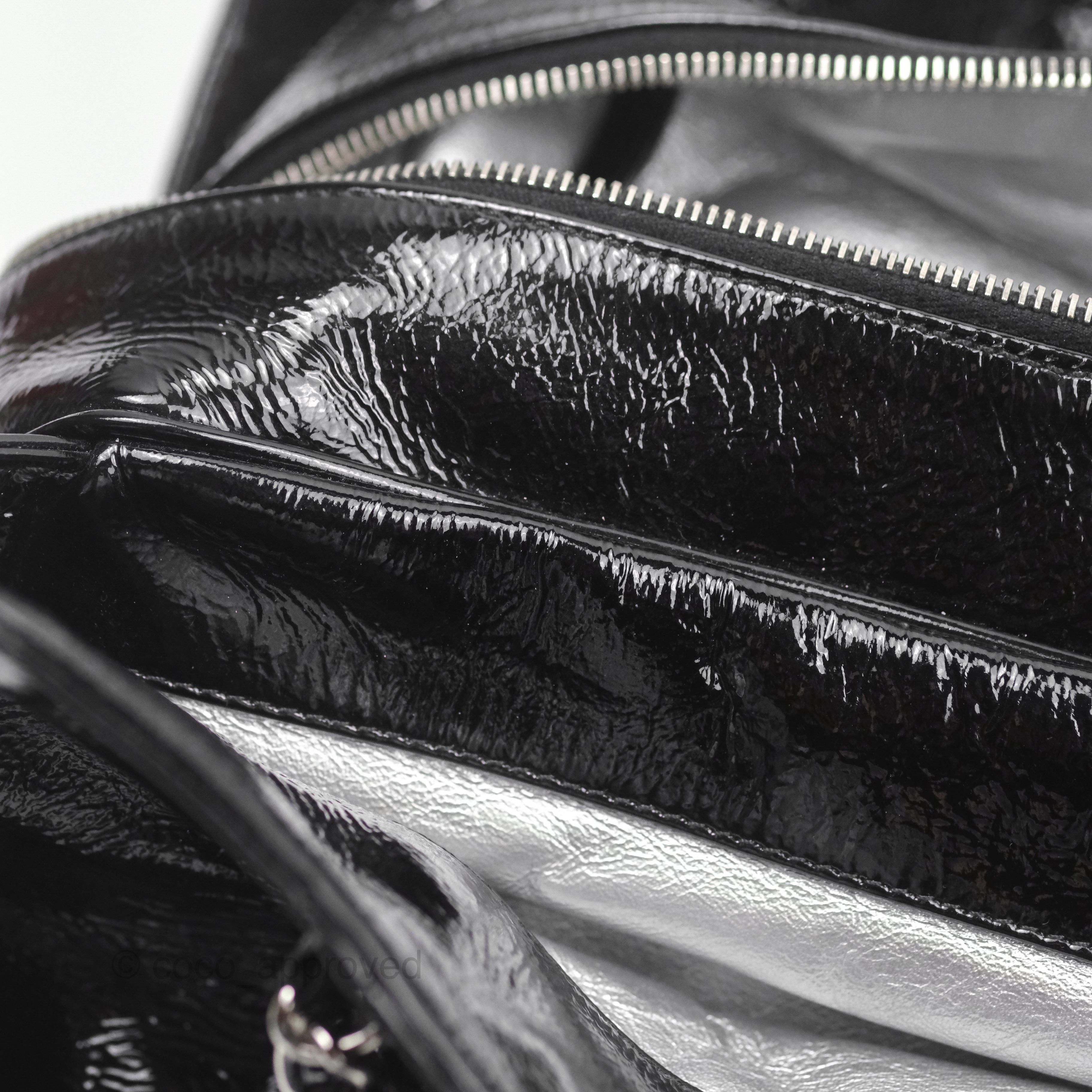 Chanel Bowling Tote Bag Black Glazed Calfskin Leather with Silver Hardware - Luxury Designer Handbag for Women, Perfect for Work, Travel and Everyday Use