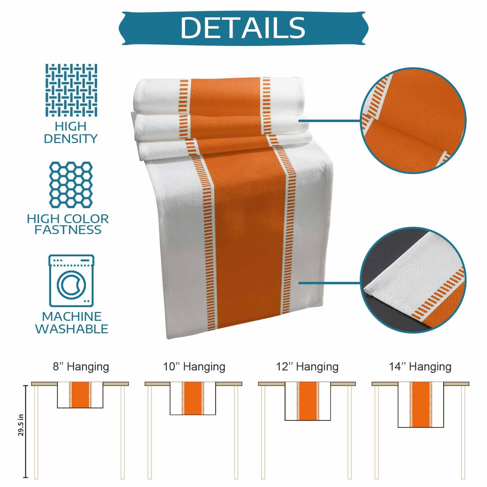 Orange Striped Table Runner 36 Inches - Farmhouse Modern Decorative Table Cover for Kitchen, Dining, Coffee Table - Perfect for Holiday, Party, Wedding & Home Decor