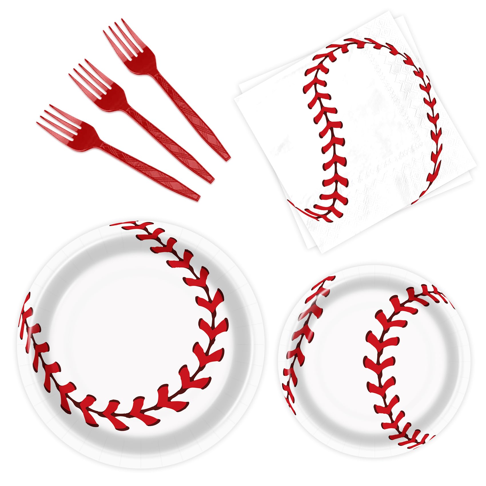 96 Pcs Baseball Birthday Party Supplies Set - Plates, Napkins, Forks & Party Favors for Kids Sports Themed Celebration | Perfect for Little League Parties, Backyard BBQs & Baseball Fan Gifts