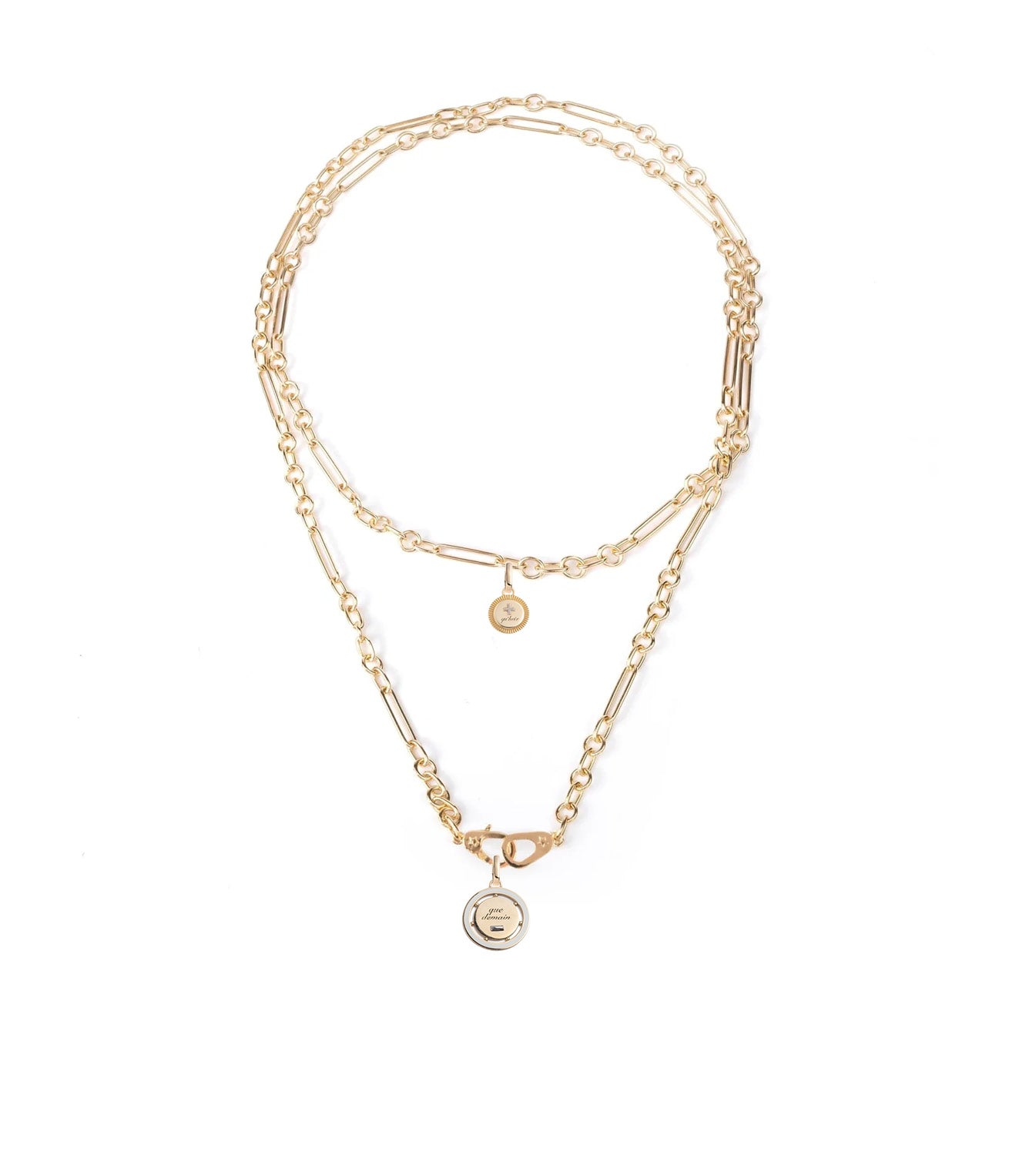 Vivacity Double Wrapped Mixed Clip Sister Hook Chain Necklace - Trendy Layered Jewelry for Women, Perfect for Date Night & Special Occasions