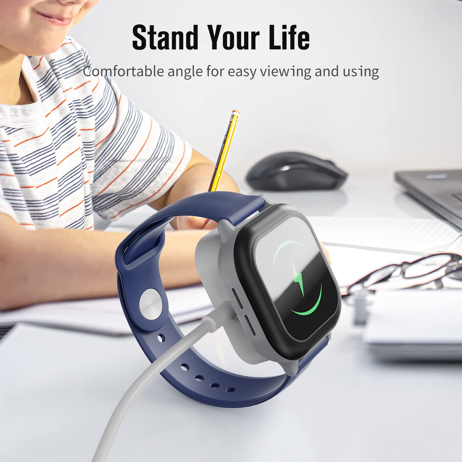 Gizmo Watch 2 Charging Dock - Fast Charger with 5ft Cable | White Color | Perfect for Kids' Smartwatch Charging at Home, School & Travel