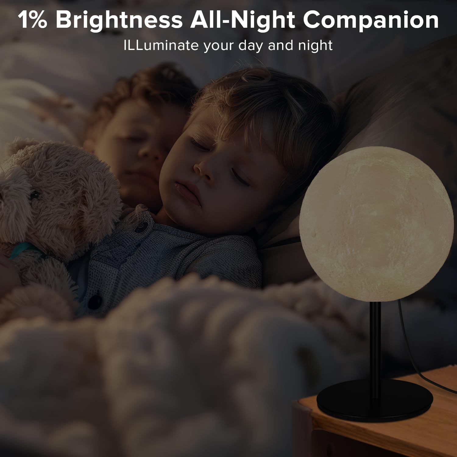 Dimmable Moon Lamp Night Light - 30 Lighting Modes, USB Rechargeable Bedside Table Lamp for Bedroom, Kids Room, Office & Dorm Decor | Perfect Gift for Women, Men, Teens Birthday & Home Decoration | Creates Romantic Ambiance for Bedtime Reading & Relaxation