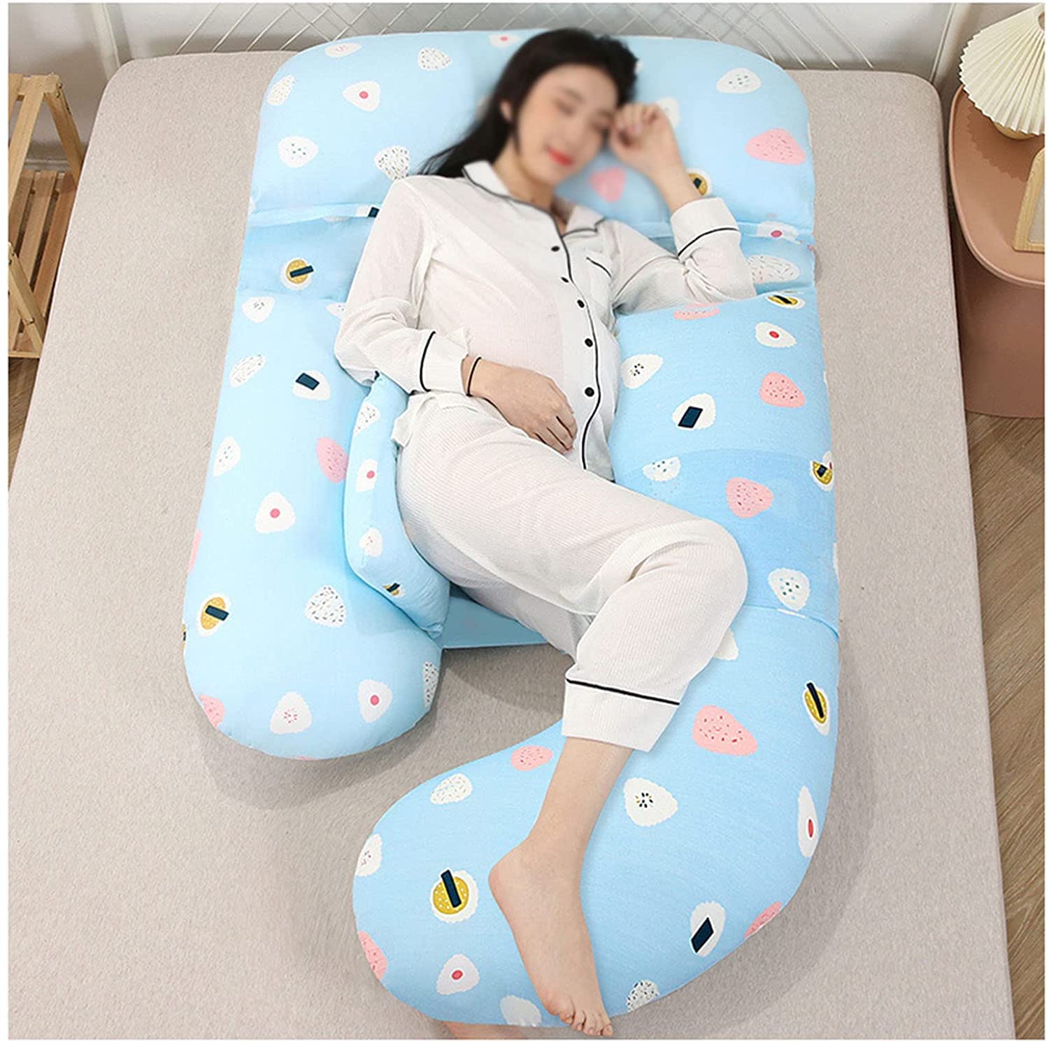 G-Shaped Maternity Pillow - Double Layer Yarn Fabric Pregnancy Support Pillow with Adjustable Lumbar Support | Detachable & Washable | Perfect for Side Sleeping, Back Pain Relief & Comfort During Pregnancy