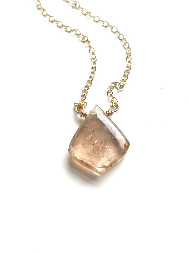 Imperial Champagne Topaz Crystal Pendant Necklace in Sterling Silver or 14K Gold - Elegant Jewelry for Women, Perfect Gift for Birthday, Anniversary & Special Occasions