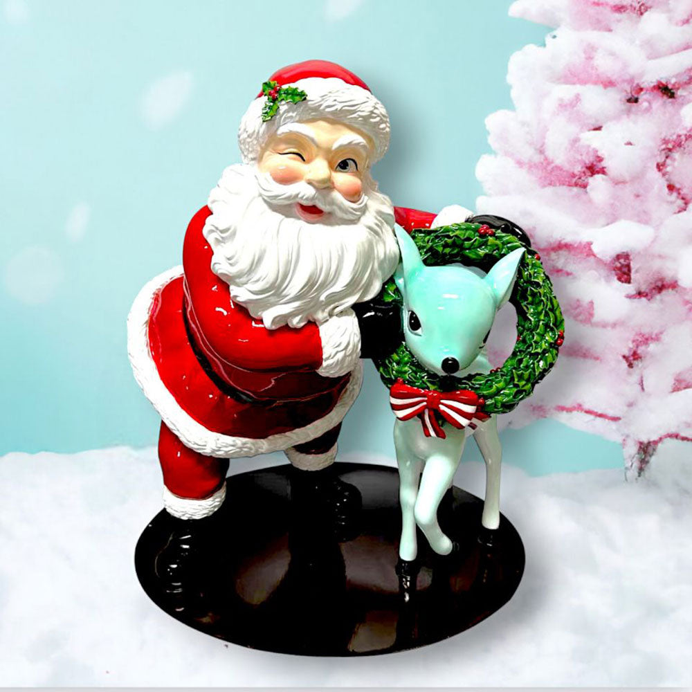18 Retro Red Santa with Deer Christmas Ornament - NEW 2024 Holiday Decoration by December Diamonds - Perfect for Christmas Tree Decor, Gift Giving & Festive Home Decor
