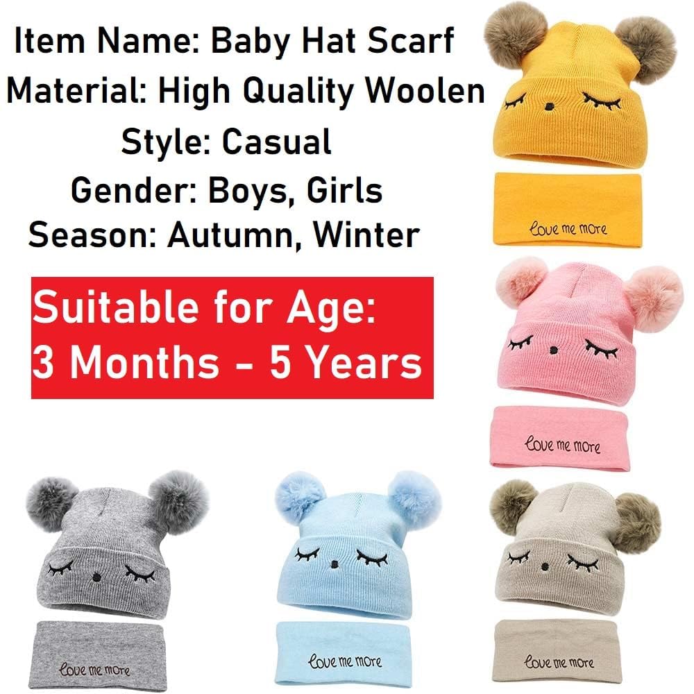 Trendsy Baby Knit Hat & Scarf Set for Toddlers - Winter Pom Pom Beanie & Neck Warmer for Girls & Boys (6 Months to 5 Years) - Perfect for Snow Play, Outdoor Winter Adventures & Holiday Photos