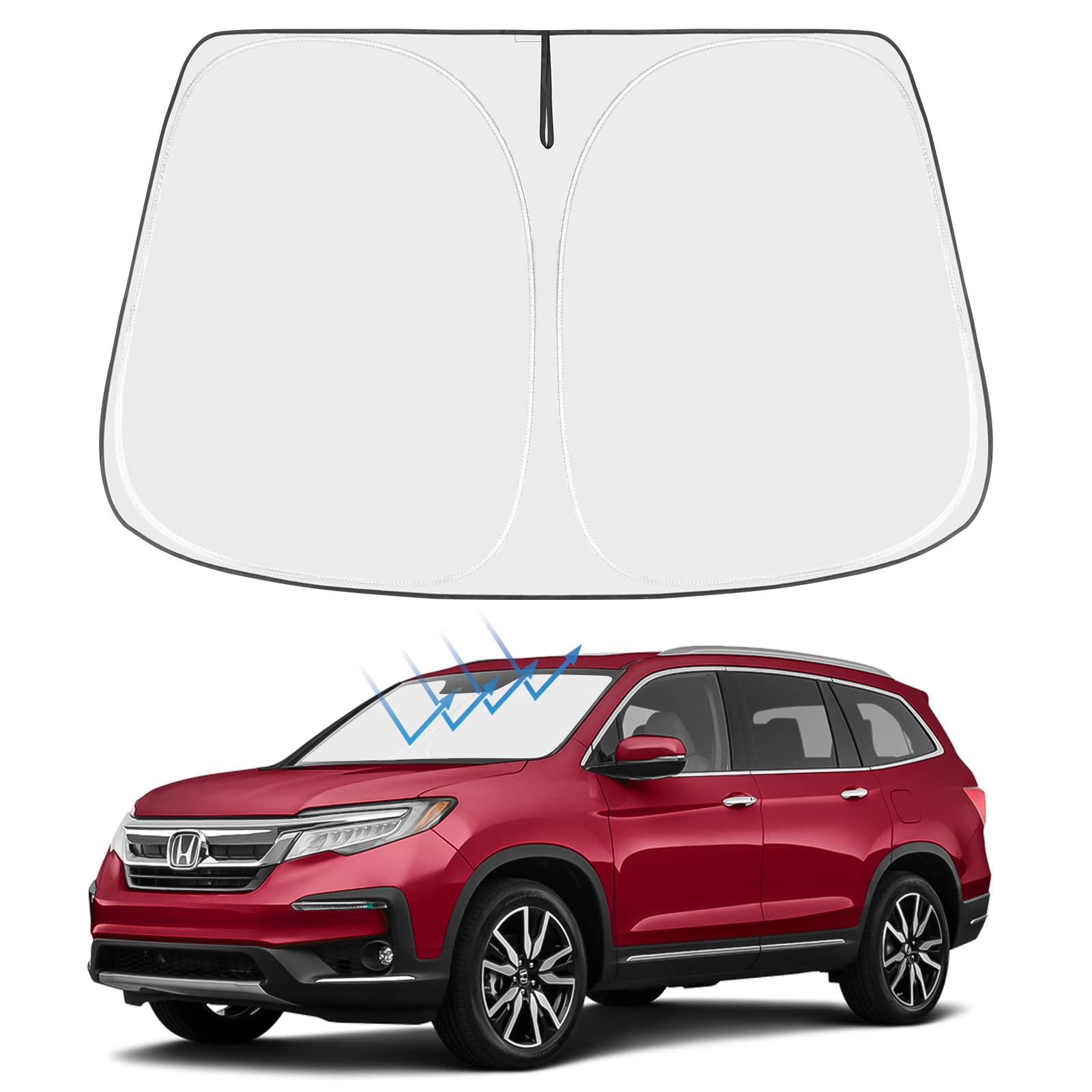Proadsy Custom Fit Foldable Front Windshield Sun Shade Protector for 2016-2025 Honda Pilot EX-L/Special Edition/Elite/Touring - UV & Heat Protection for Cars, Perfect for Summer Parking & Road Trips
